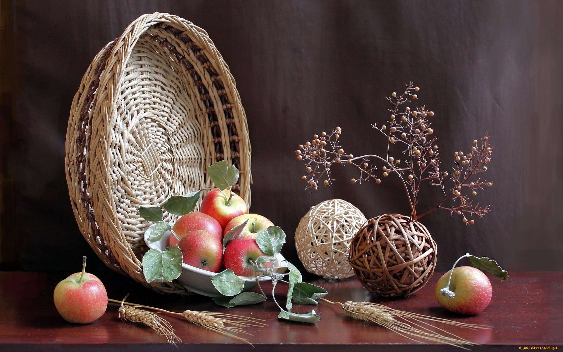 еда, натюрморт, яблоки