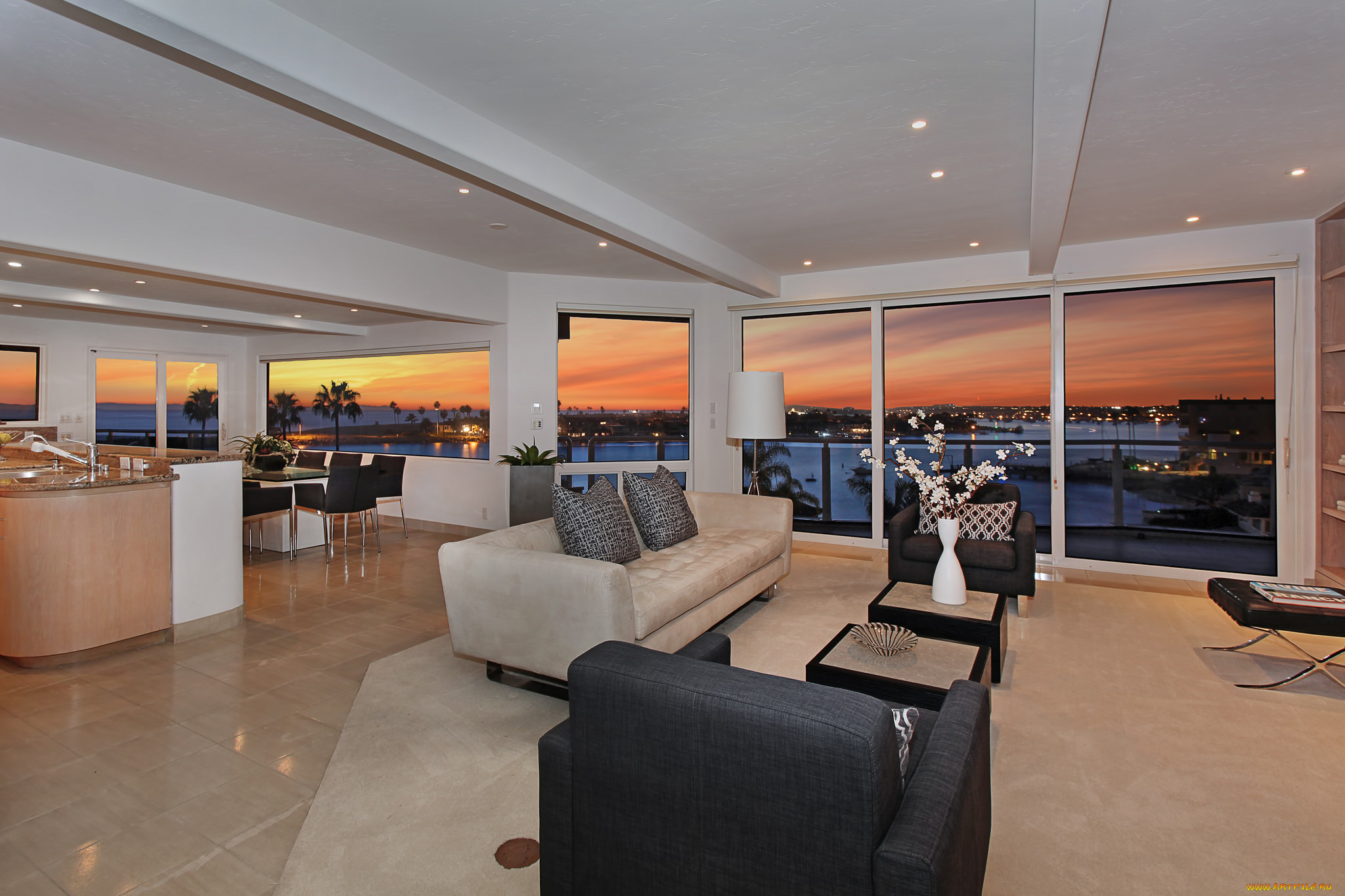 интерьер, гостиная, оформление, цветы, мебель, дизайн