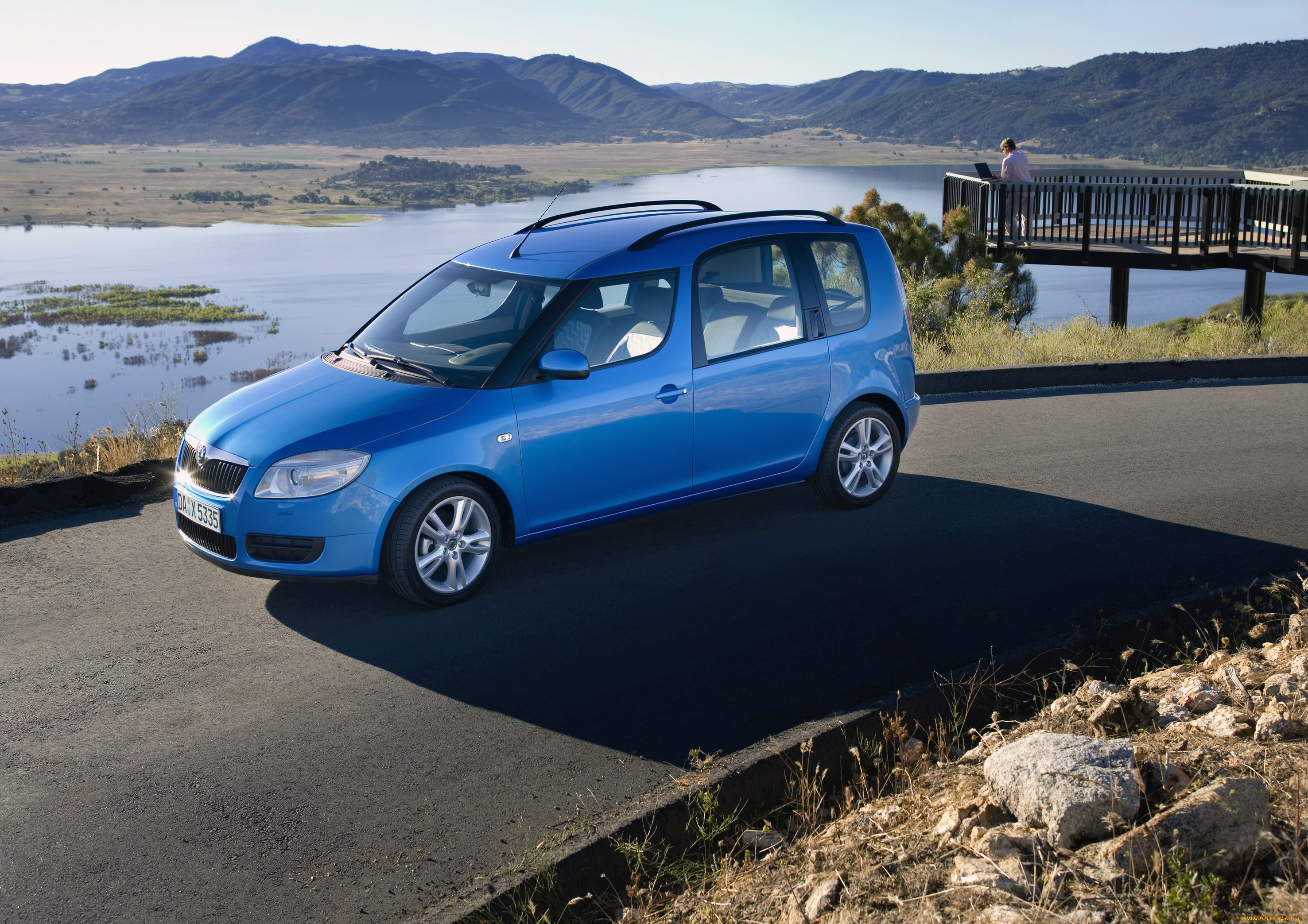 автомобили, skoda, 2006г, roomster, синий