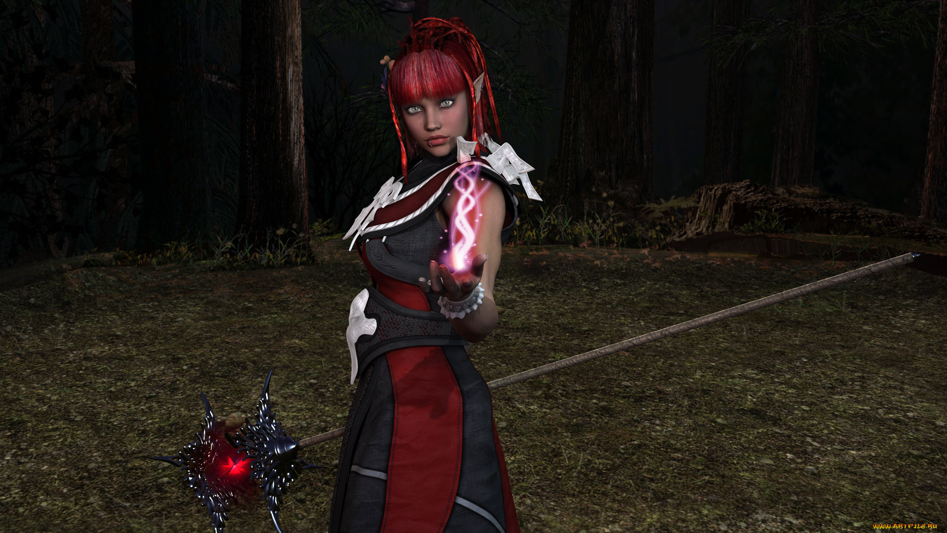 3д, графика, эльфы, , elves, фон, взгляд, эльфийка