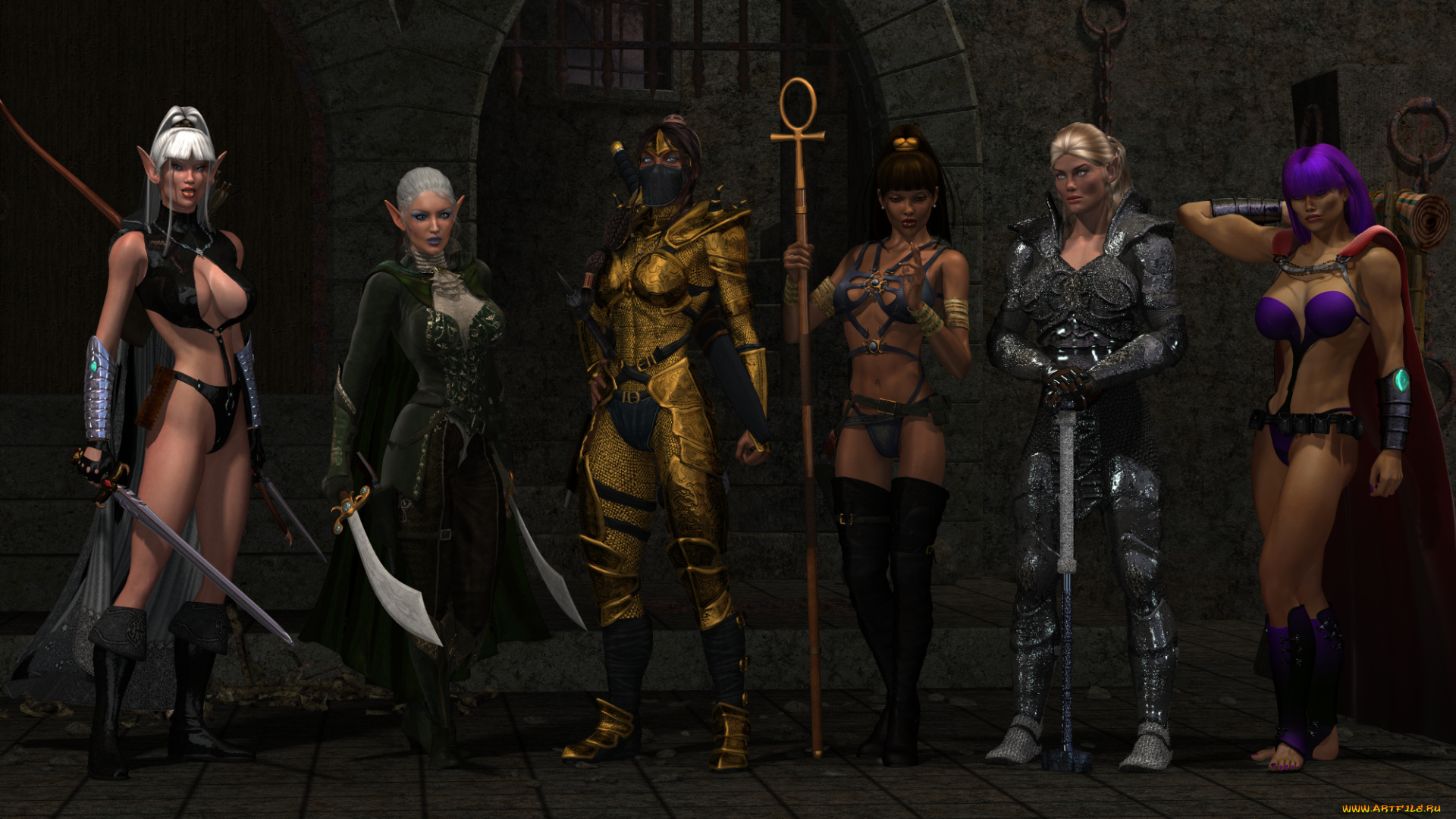 3д, графика, фантазия, , fantasy, оружие, фон, взгляд, эльфы