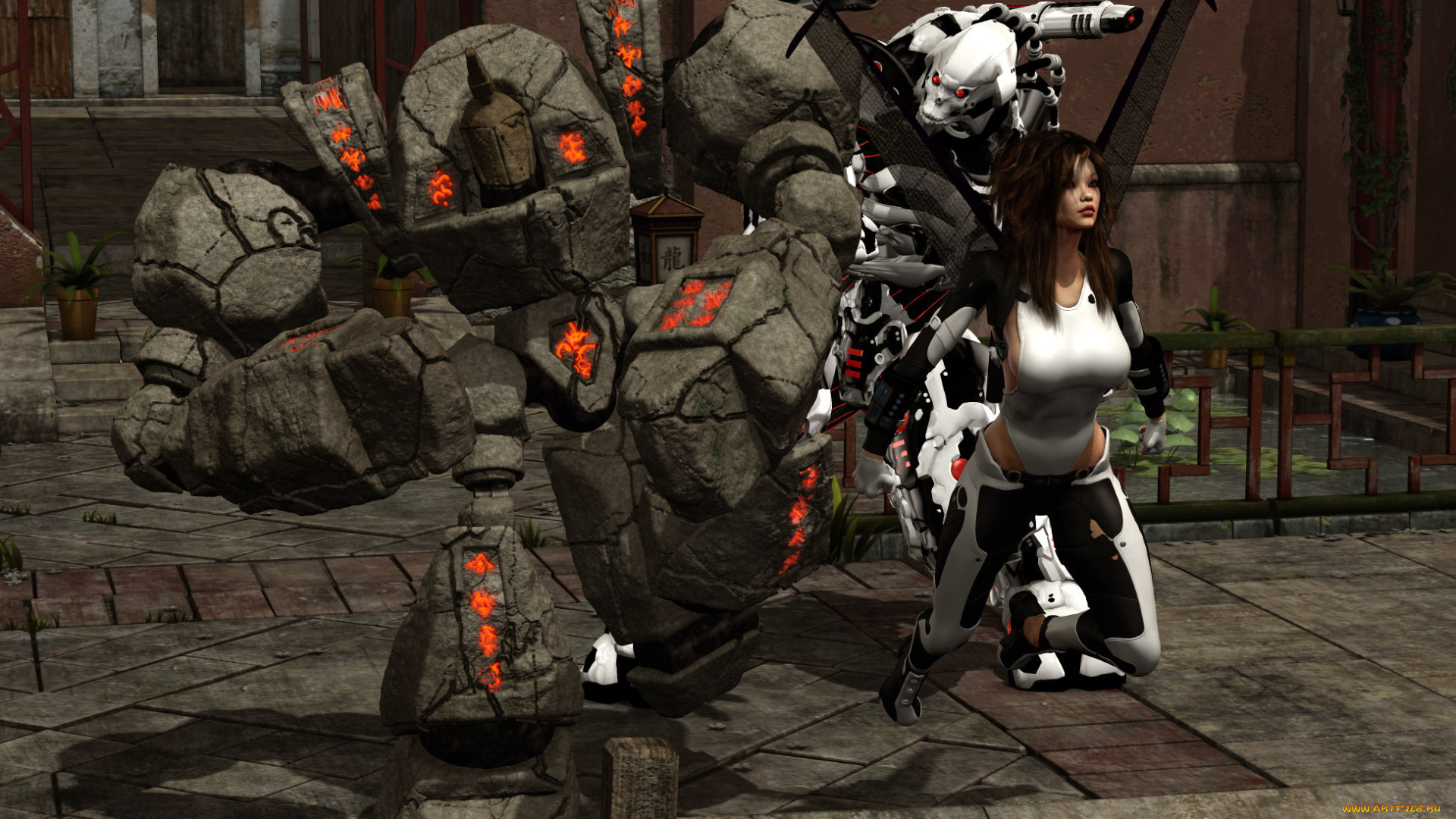 3д, графика, фантазия, , fantasy, существо, фон, взгляд, девушка