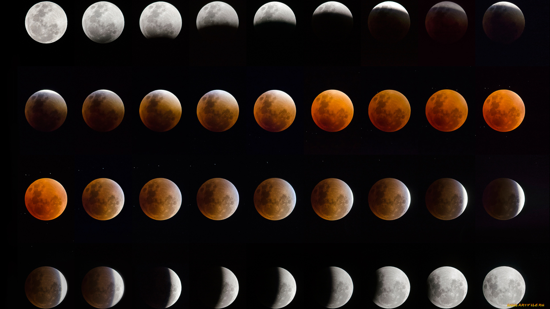 космос, луна, фазы, затмение, lunar, eclipse