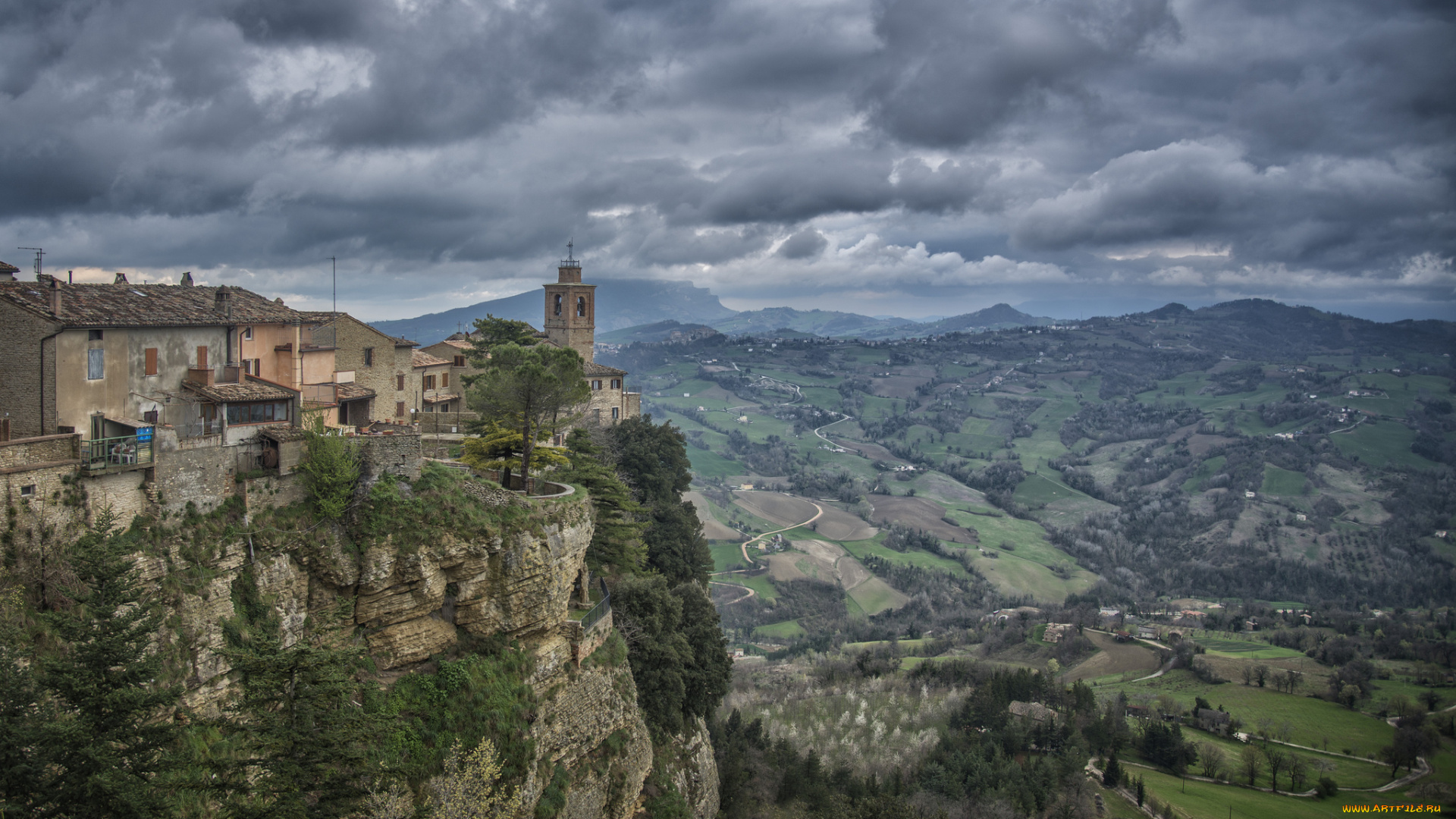 montefalcone, appenino, города, -, пейзажи, утес, храам