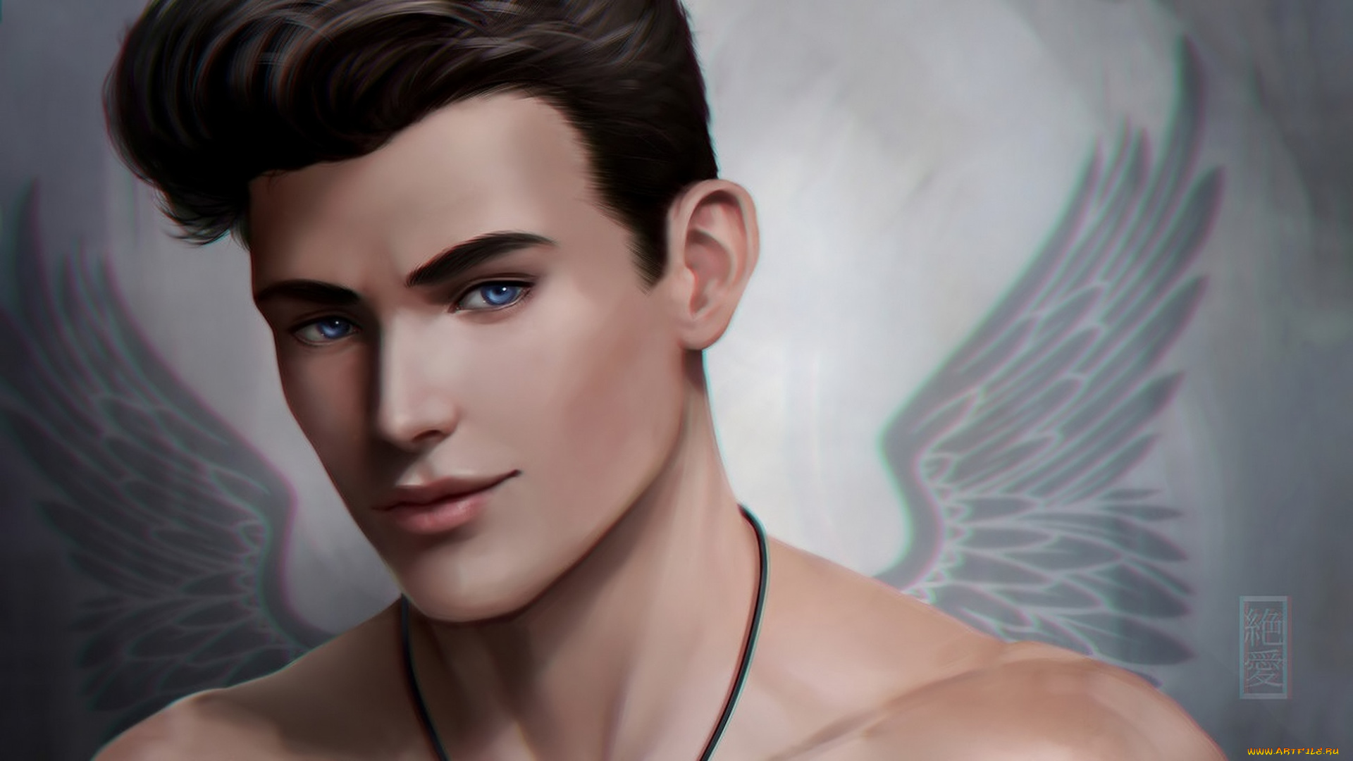 рисованное, люди, парень, взгляд