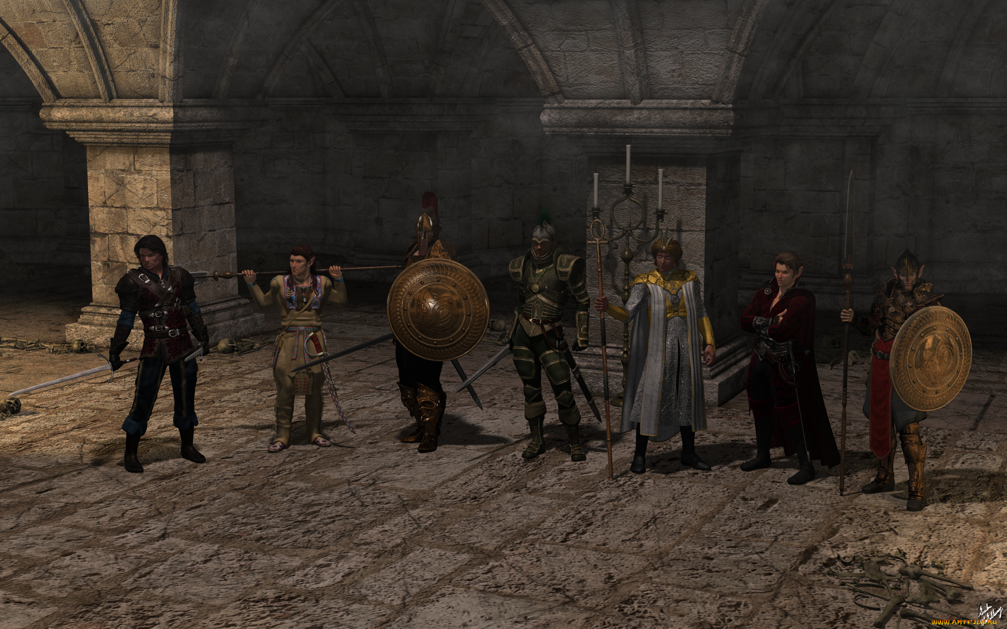 3д, графика, фантазия, , fantasy, эльфы, оружие, фон, взгляд