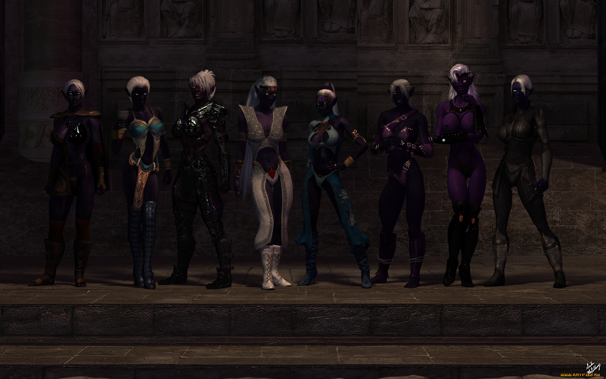 3д, графика, фантазия, , fantasy, фон, эльфы, взгляд, оружие