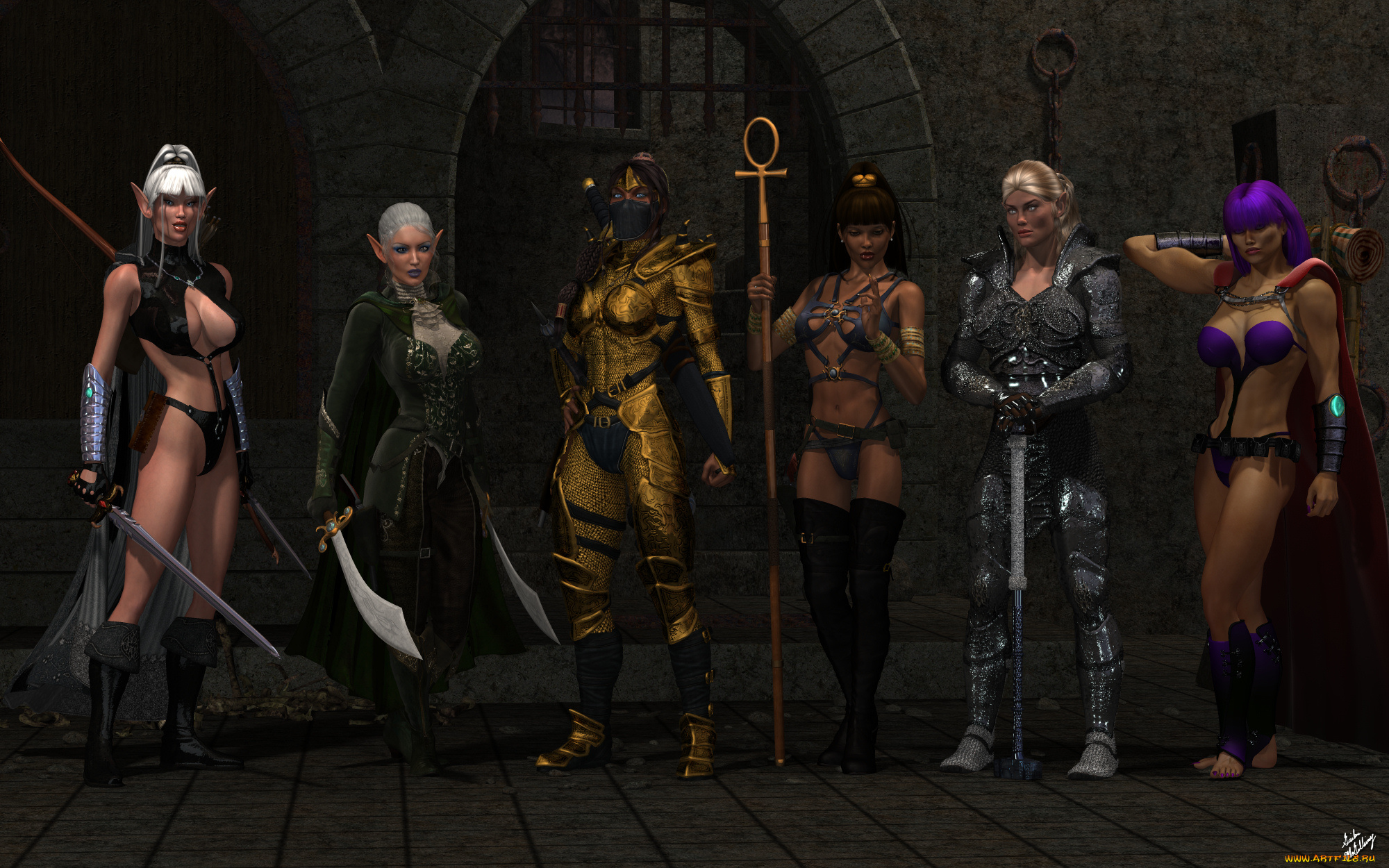 3д, графика, фантазия, , fantasy, оружие, фон, взгляд, эльфы