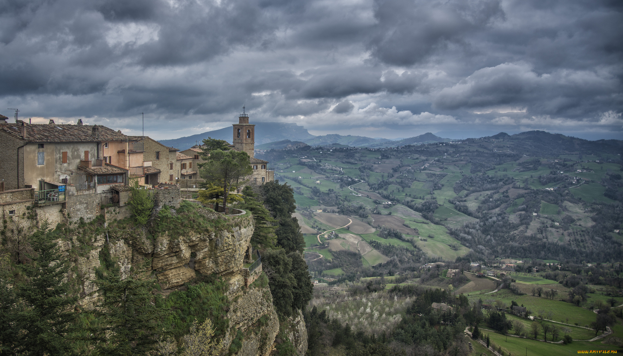 montefalcone, appenino, города, -, пейзажи, утес, храам