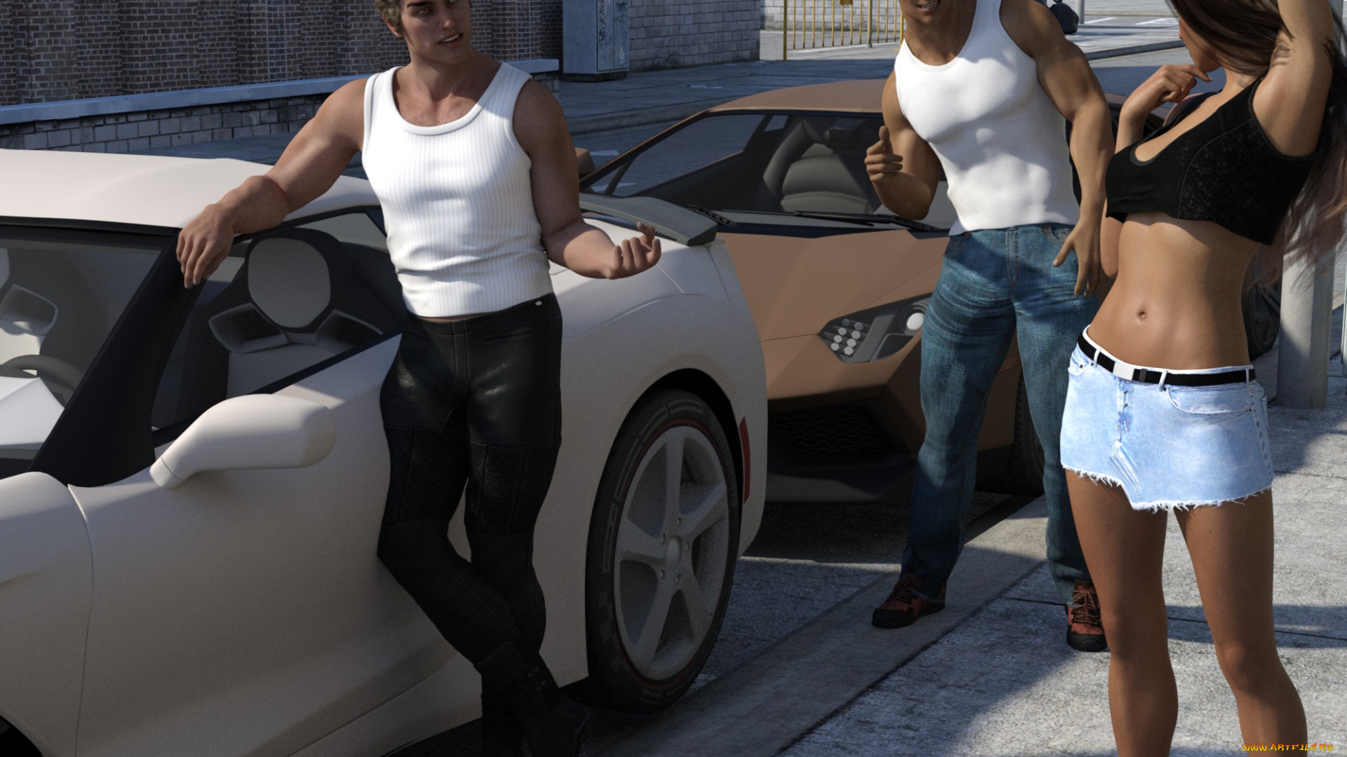 3д, графика, люди-авто, мото, , people-, car, , , moto, взгляд, фон, девушка