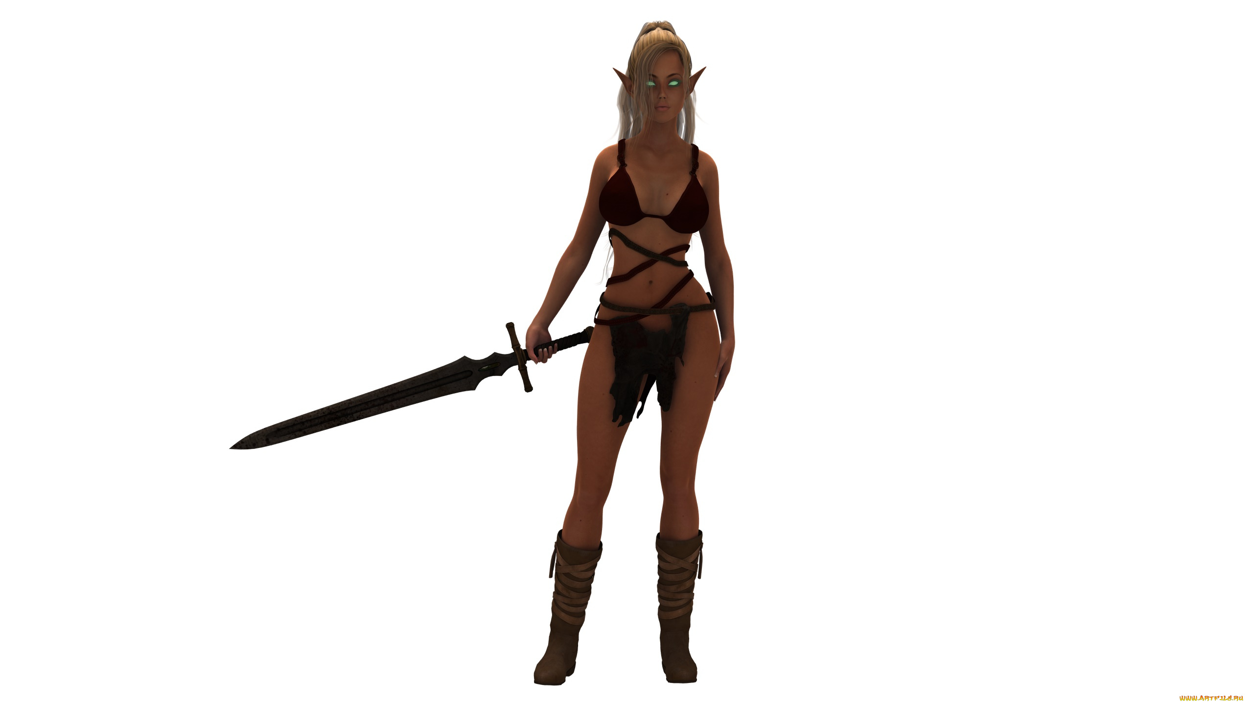 3д, графика, эльфы, , elves, фон, взгляд, эльфийка