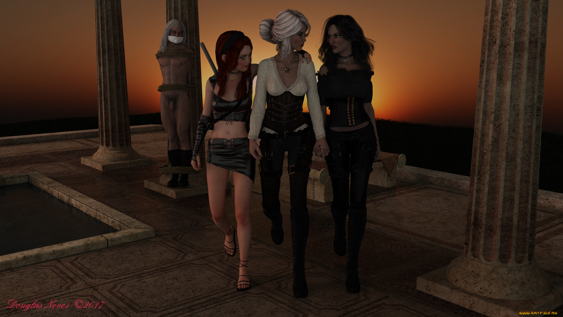 3д, графика, фантазия, , fantasy, девушка, фон, взгляд