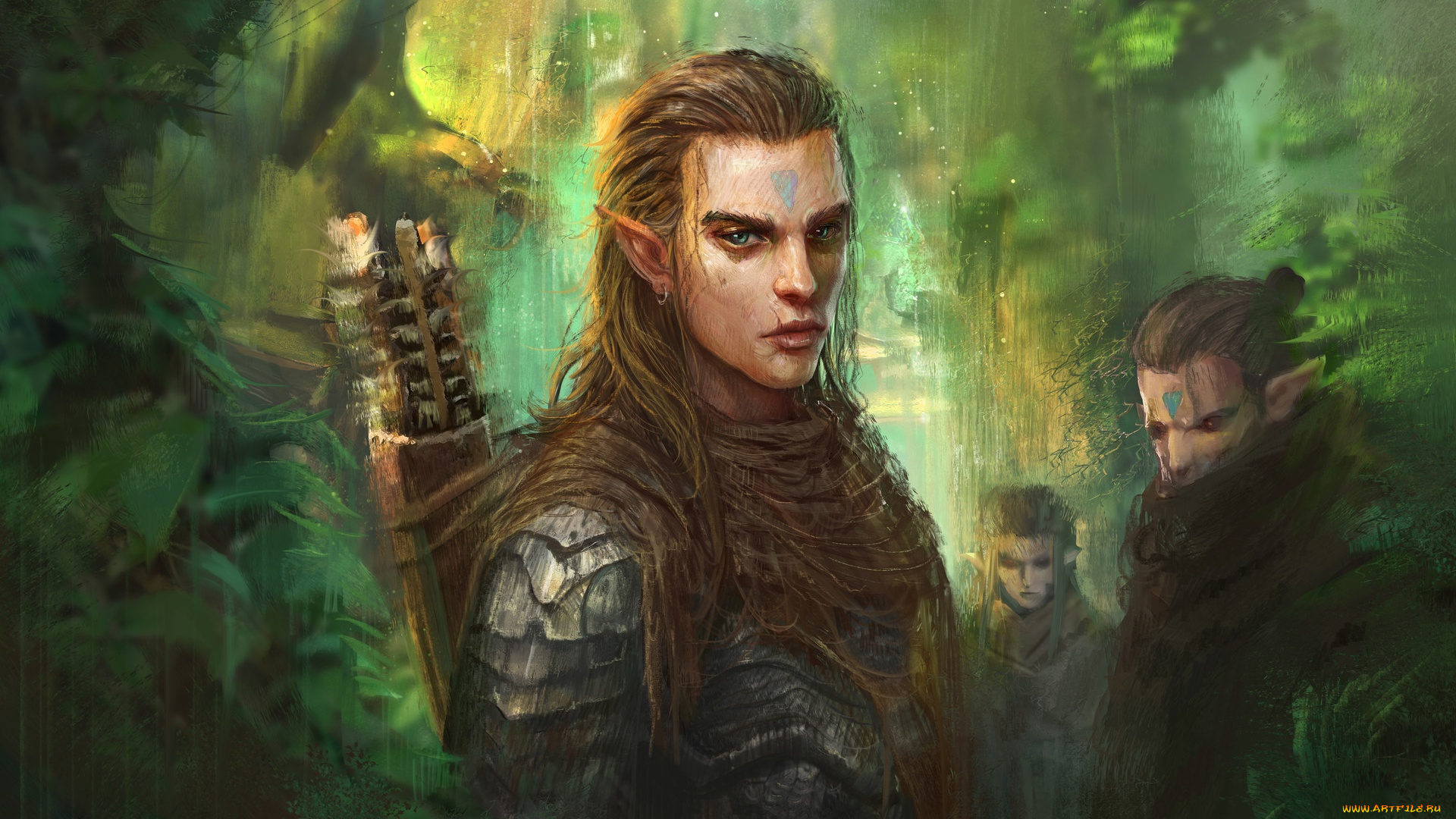 фэнтези, эльфы, лес, арт, trung, tin, shinji, elf, prince, эльф