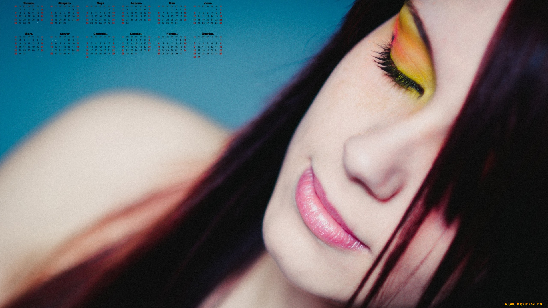 календари, девушки, макияж, лицо