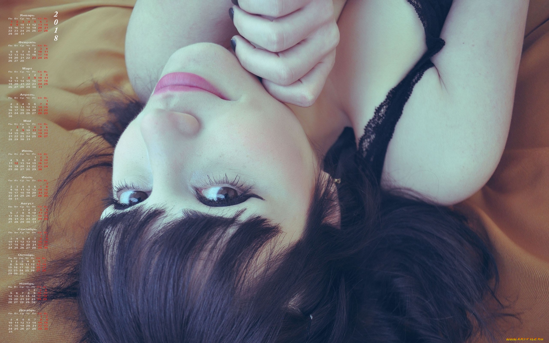 календари, девушки, лицо, взгляд