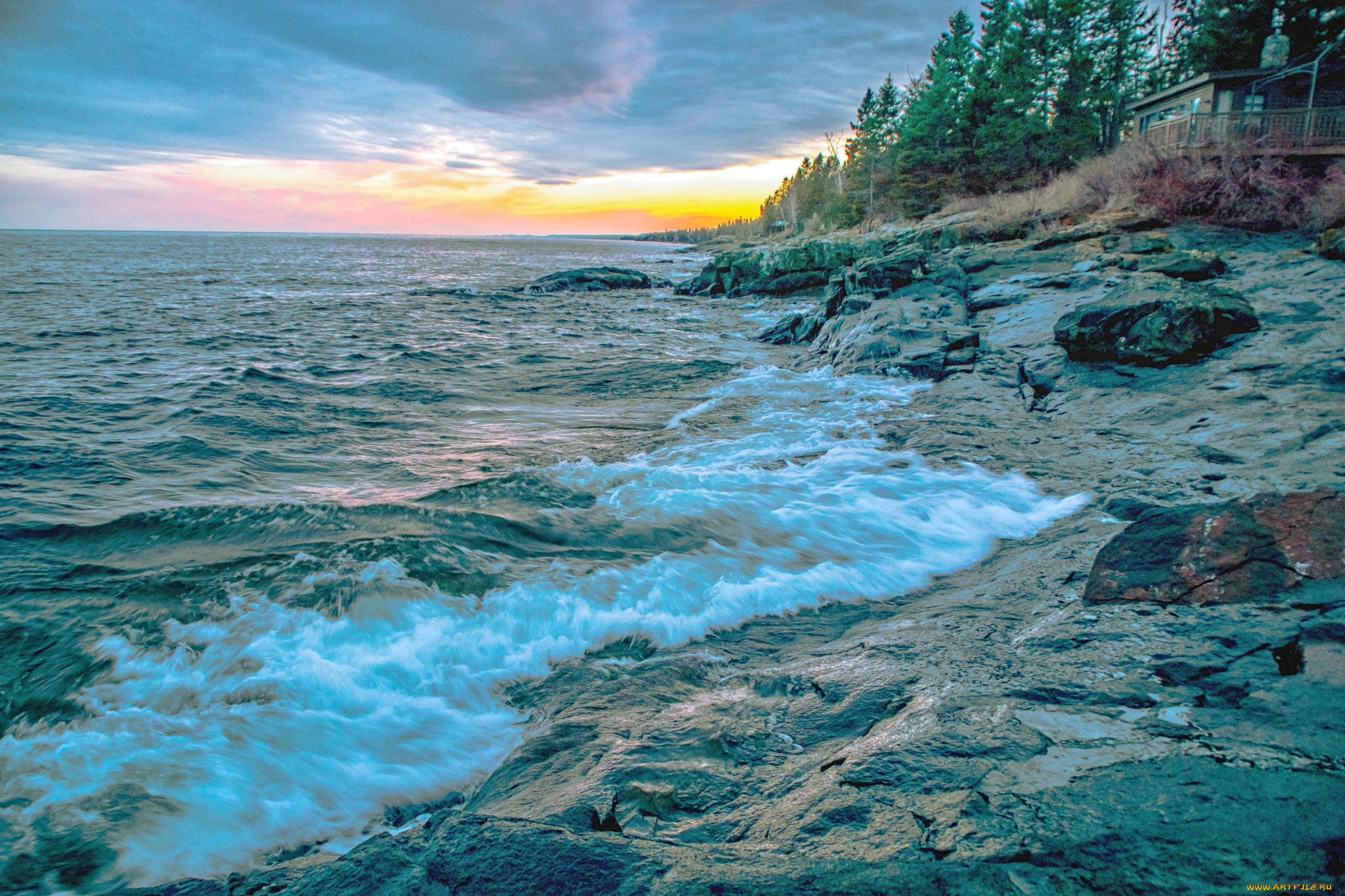 природа, побережье, простор