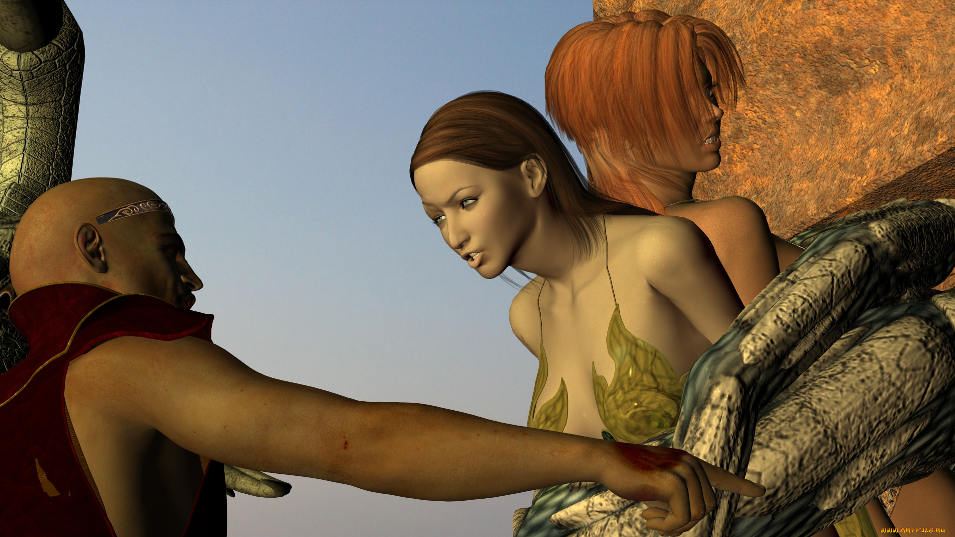 3д, графика, фантазия, , fantasy, девушка, фон, взгляд