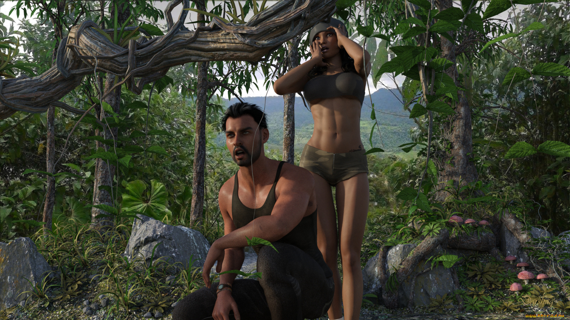 3д, графика, фантазия, , fantasy, фон, взгляд, девушка