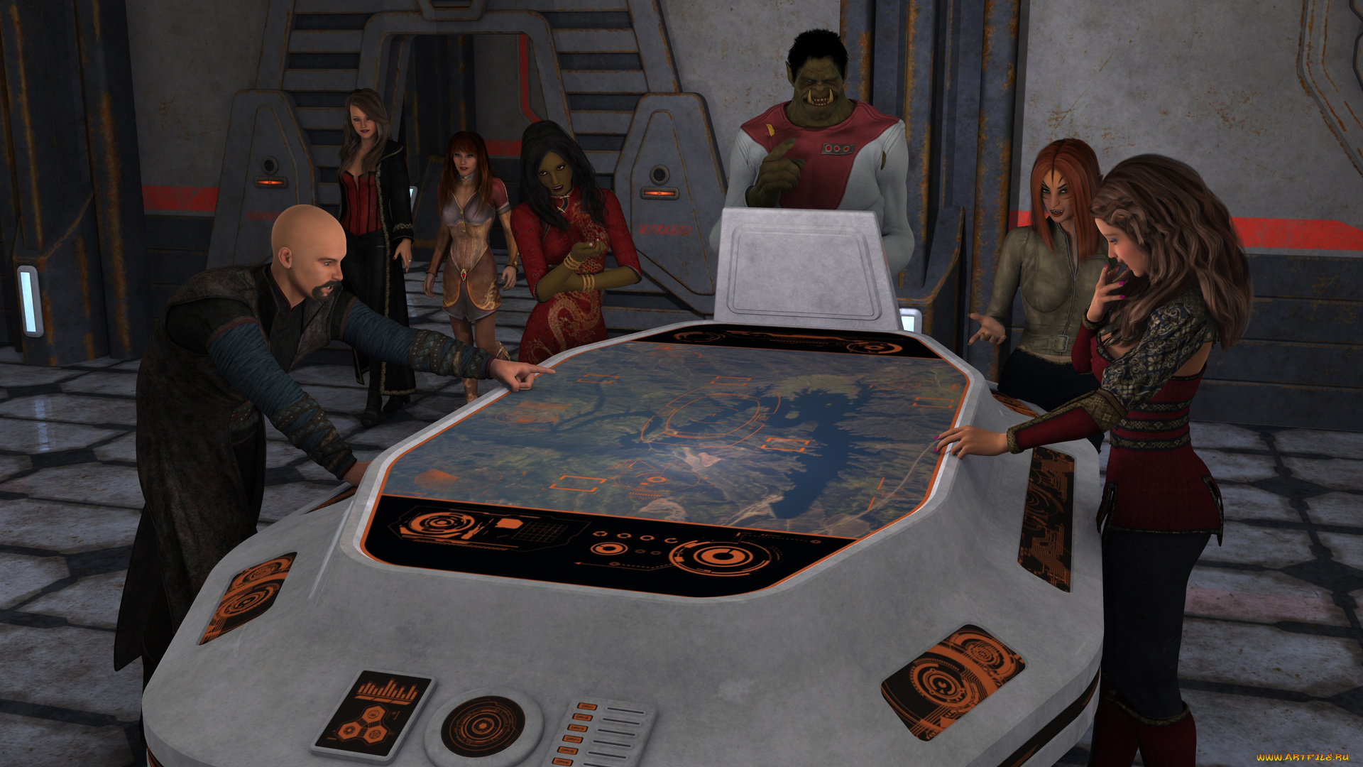 3д, графика, фантазия, , fantasy, фон, взгляд, девушка