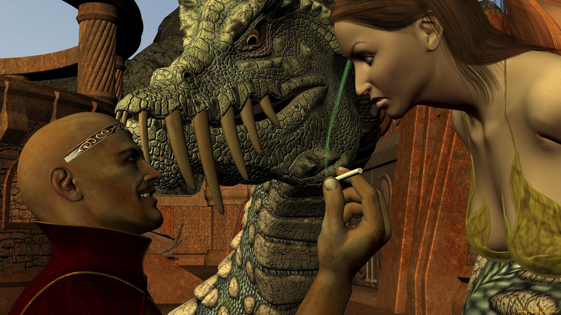 3д, графика, фантазия, , fantasy, фон, взгляд, девушка