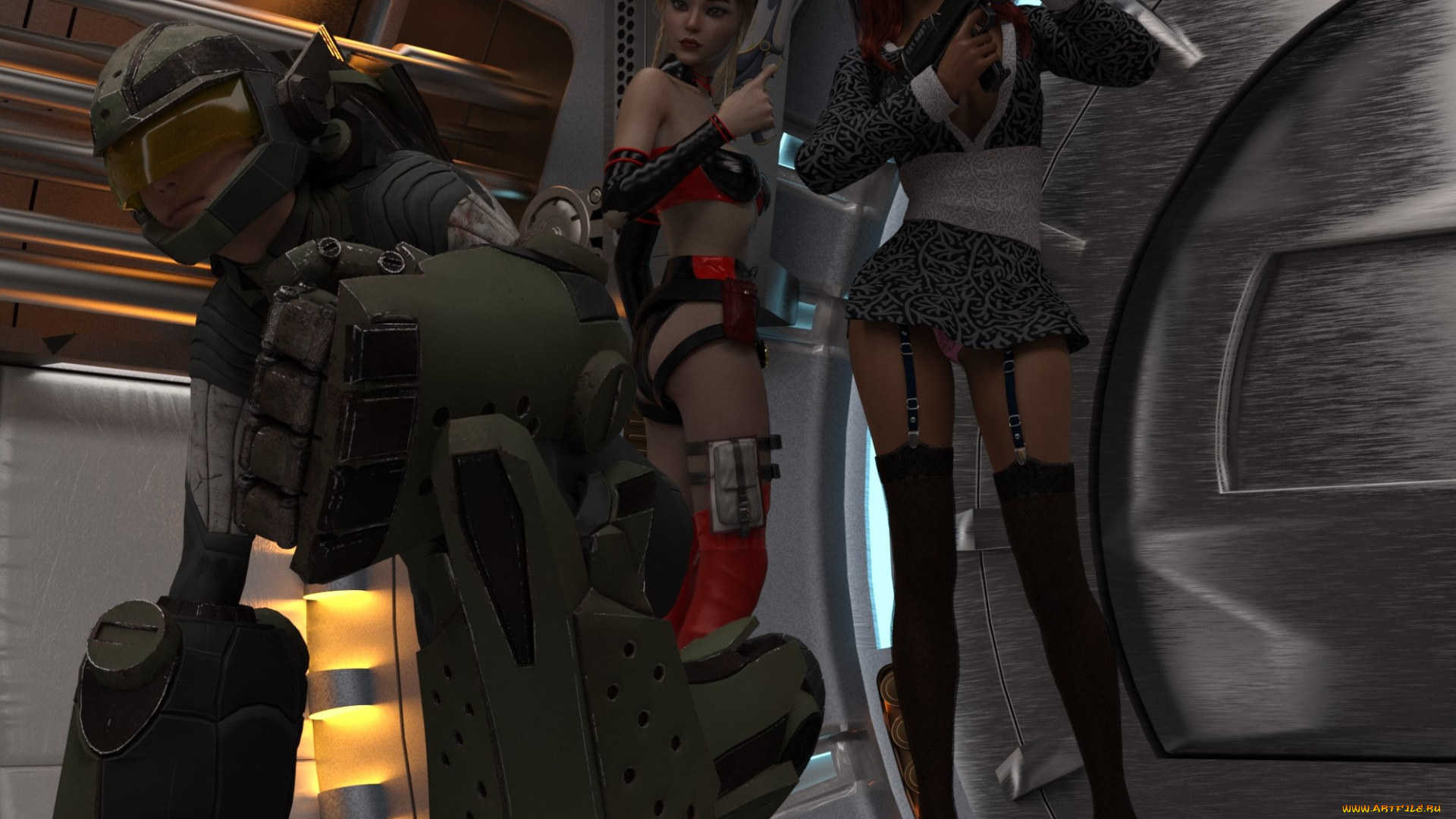 3д, графика, фантазия, , fantasy, взгляд, фон, девушки