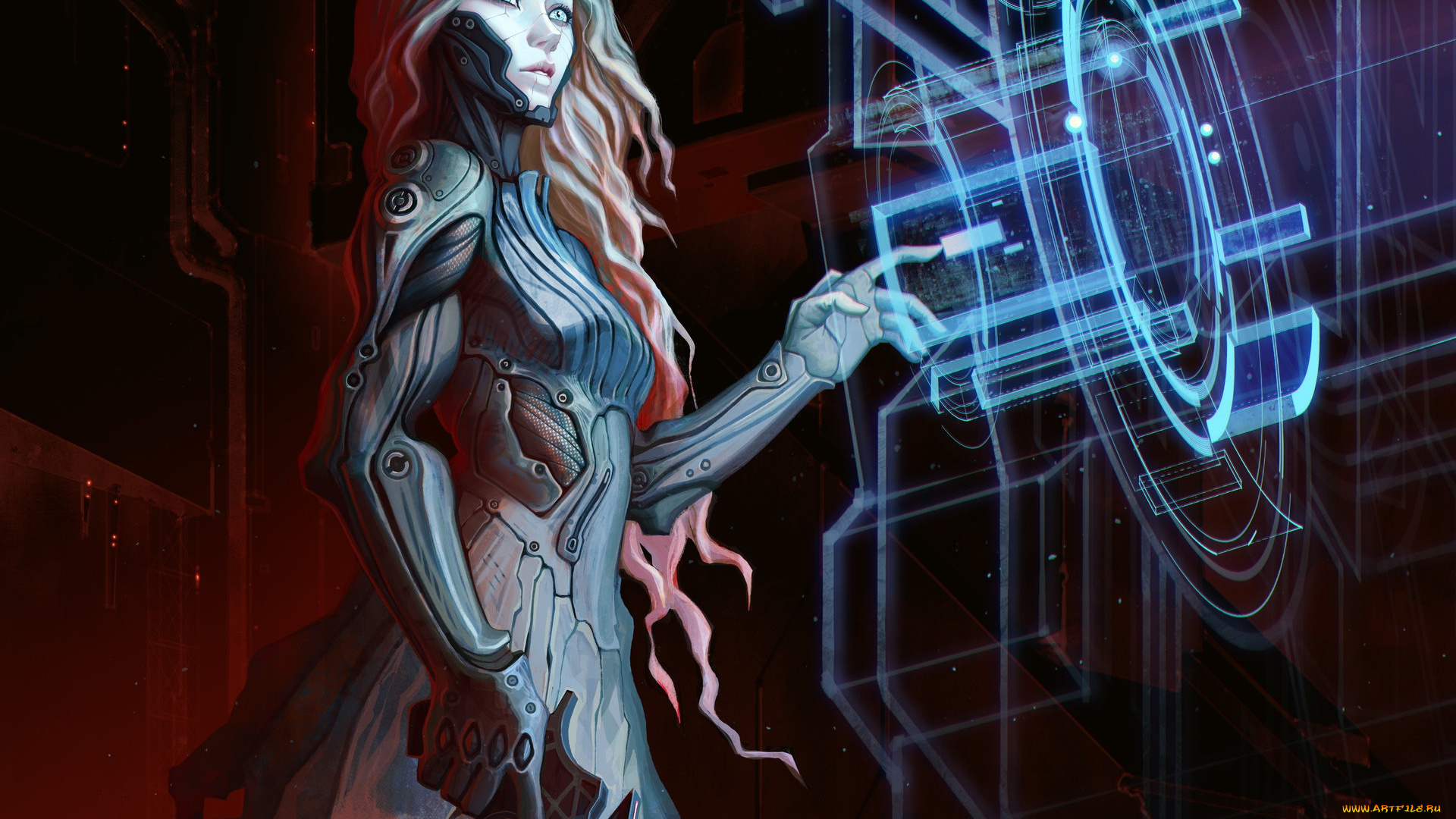 фэнтези, роботы, , киборги, , механизмы, фантастика, технологии, оружие, девушка, взгляд, sci-fi, андроид