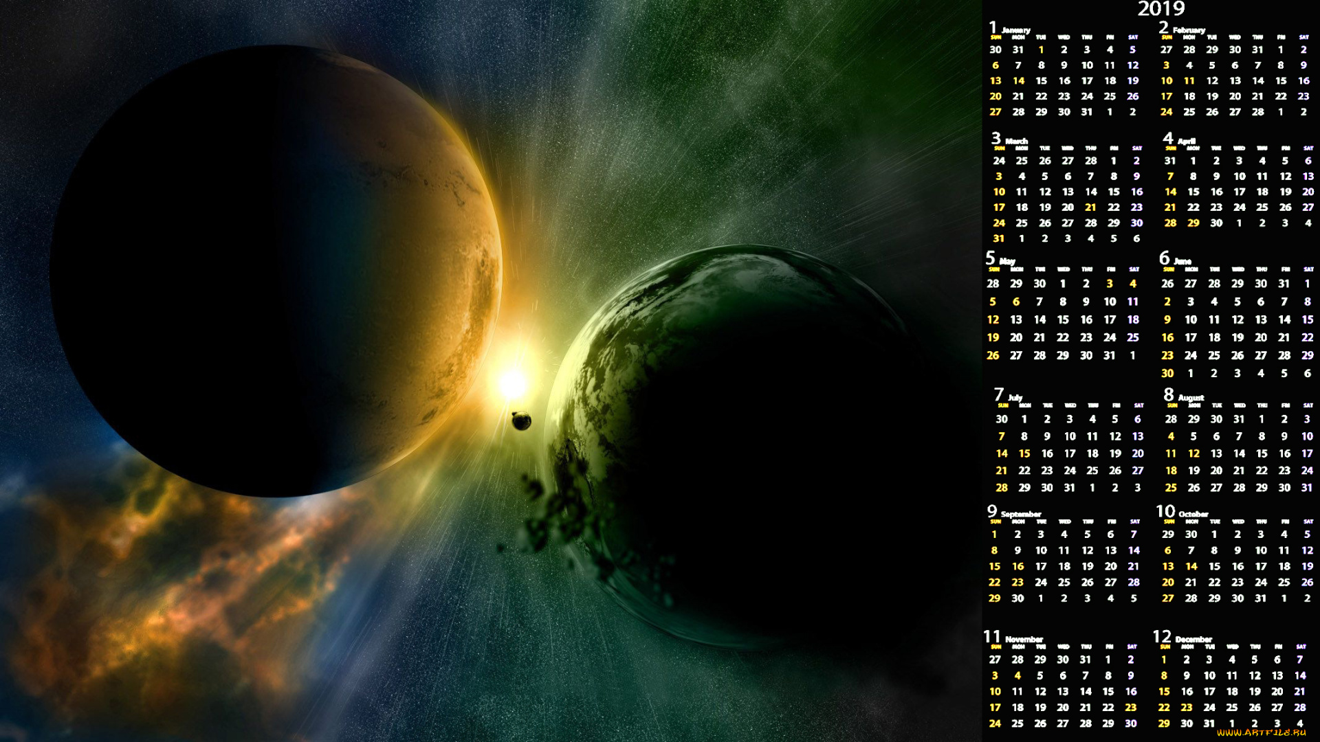 календари, компьютерный, дизайн, планета