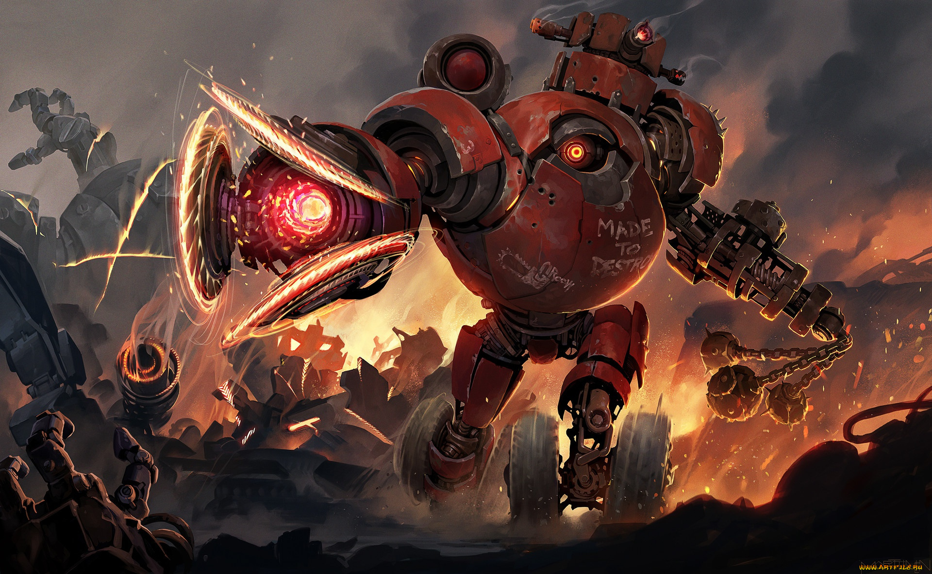 фэнтези, роботы, , киборги, , механизмы, sci-fi, арт, колеса, робот, надпись, фантастика