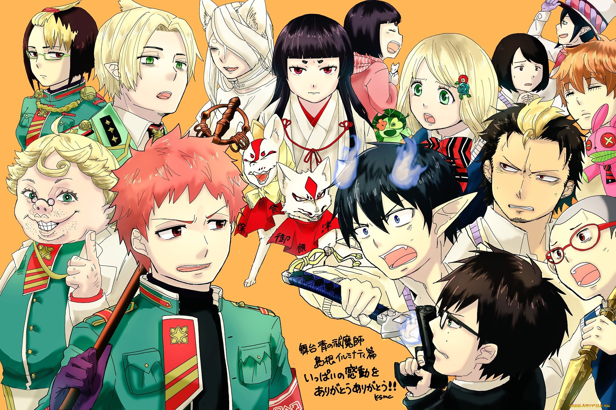 аниме, ao, no, exorcist, персонажи, коллаж