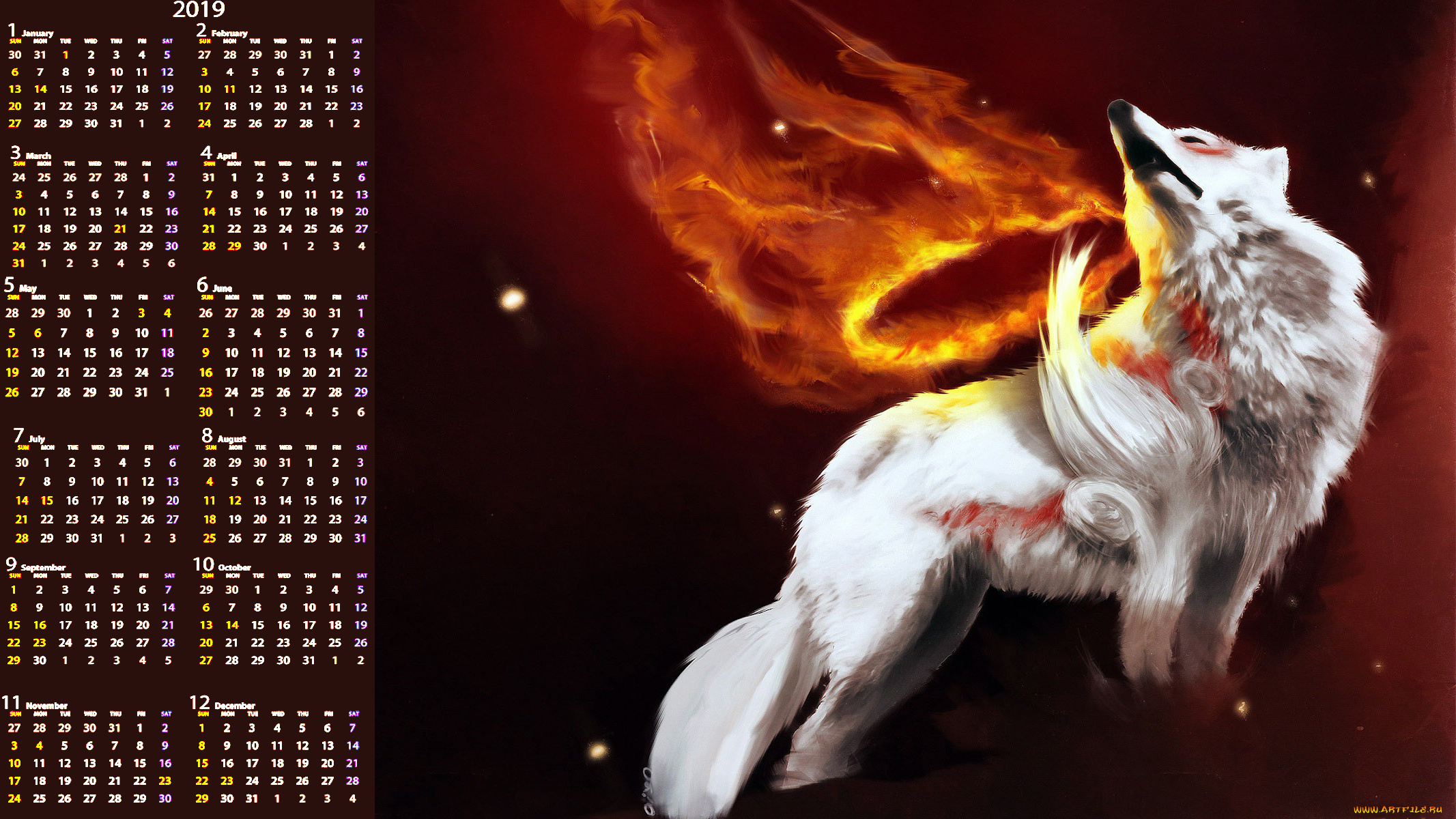 календари, фэнтези, животное