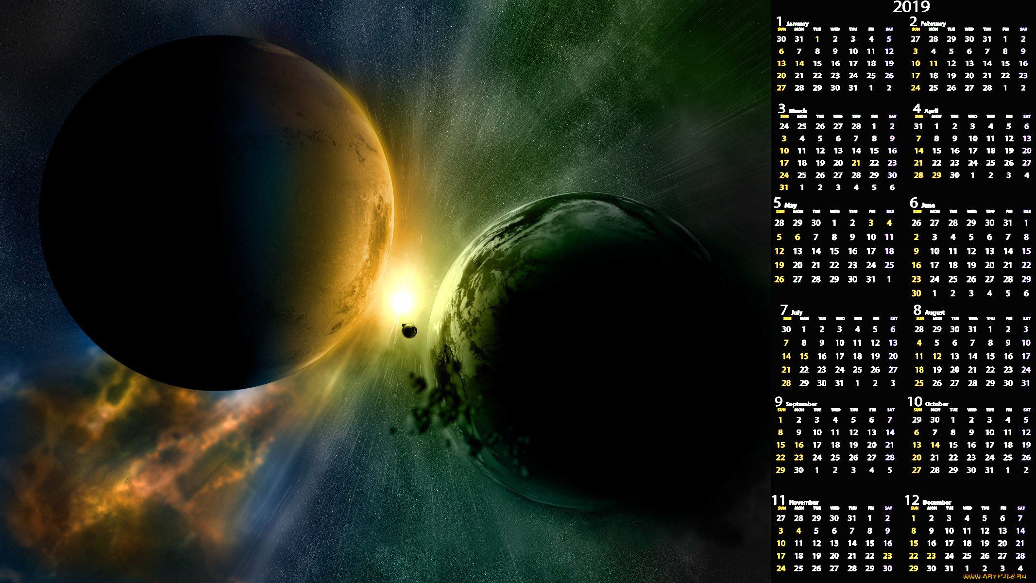 календари, компьютерный, дизайн, планета