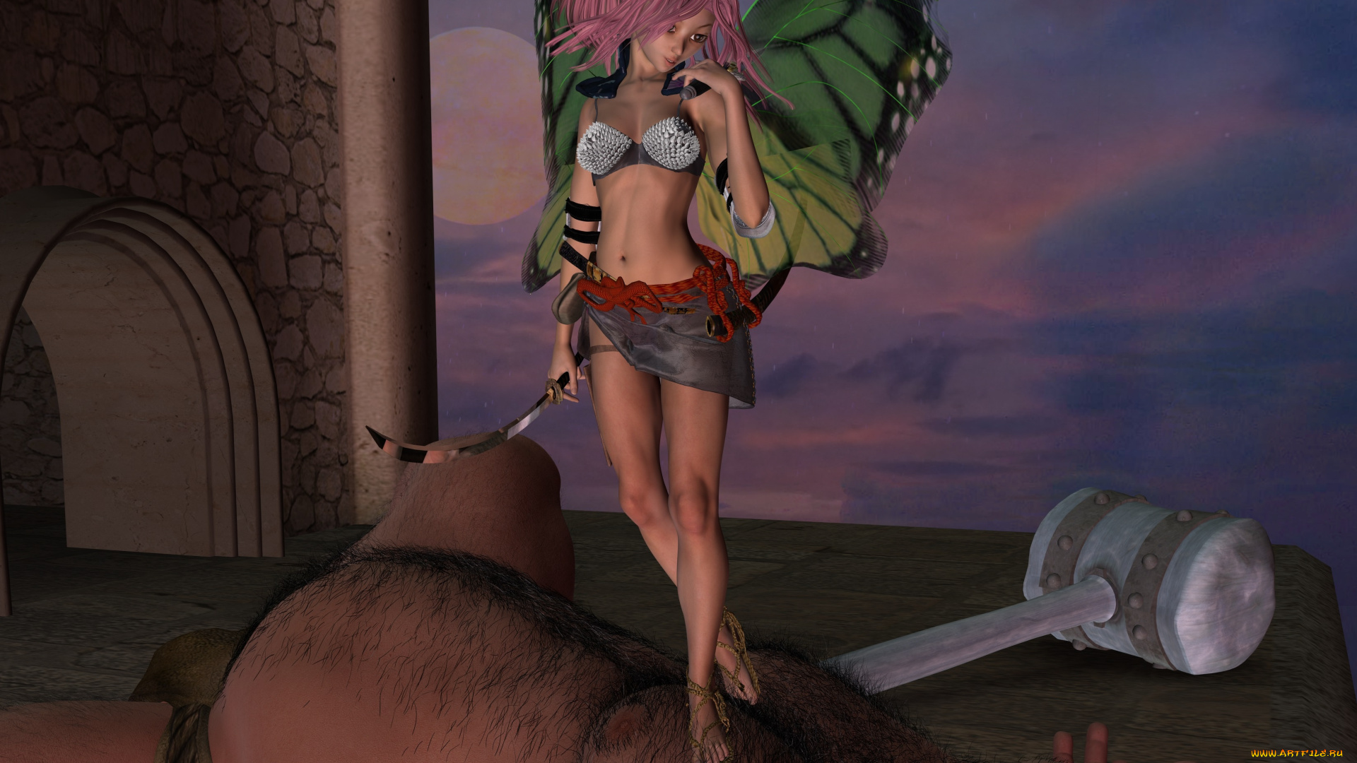 3д, графика, эльфы, , elves, фон, взгляд, эльфийка