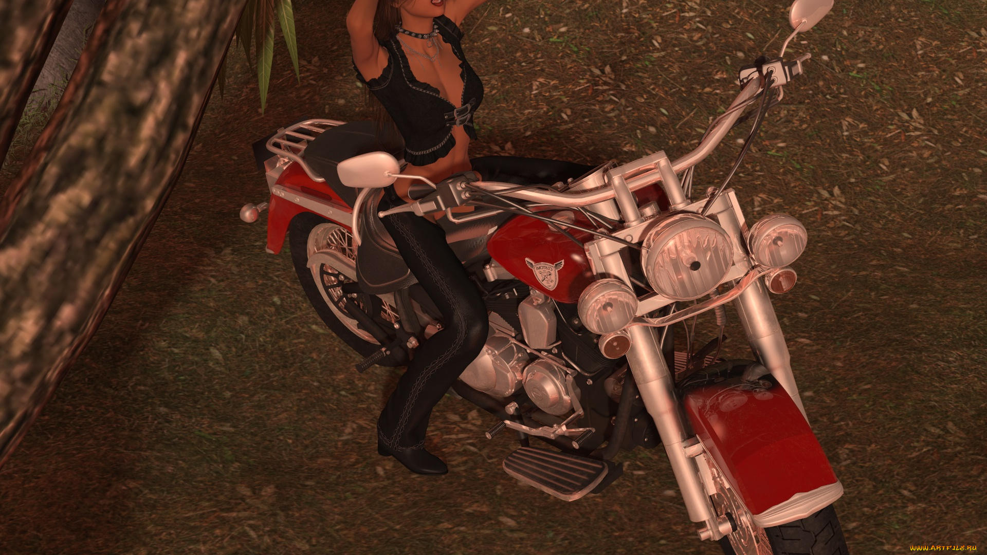 3д, графика, люди-авто, мото, , people-, car, , , moto, девушка, фон, взгляд