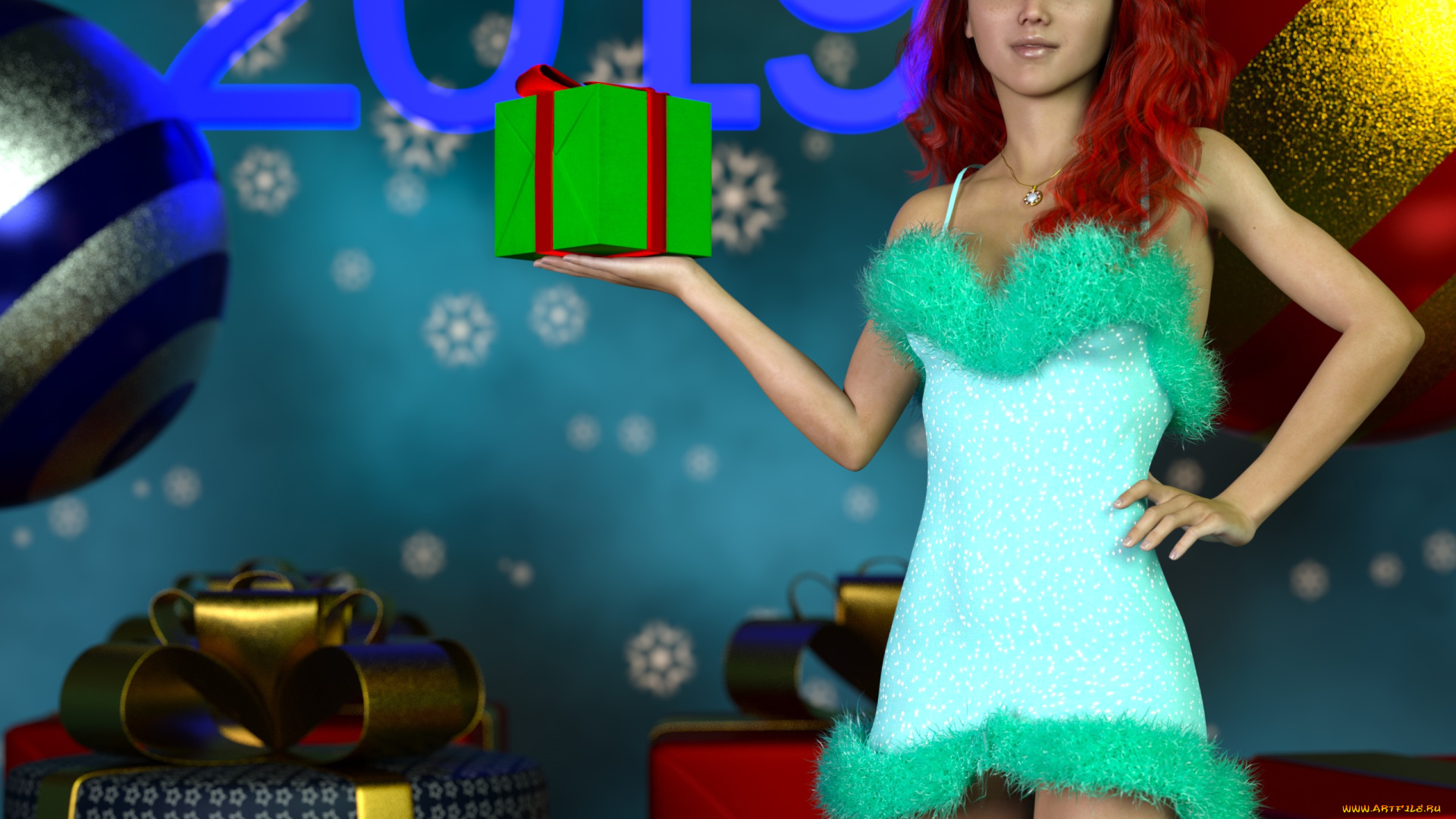 3д, графика, праздники, , holidays, фон, девушка, взгляд