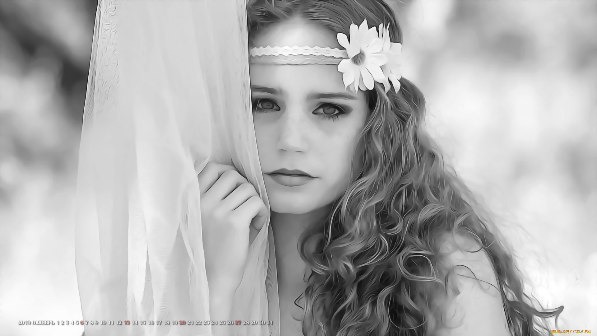 календари, компьютерный, дизайн, взгляд, девушка, цветы, calendar, женщина, 2019