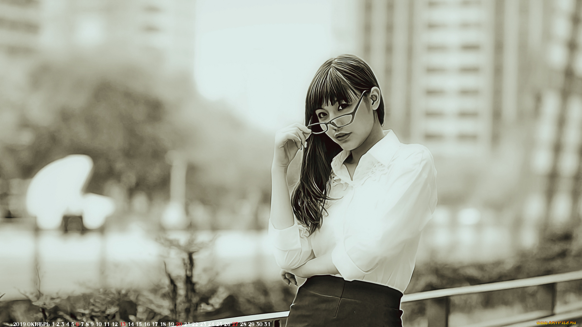 календари, компьютерный, дизайн, взгляд, очки, 2019, calendar, улица, девушка, женщина