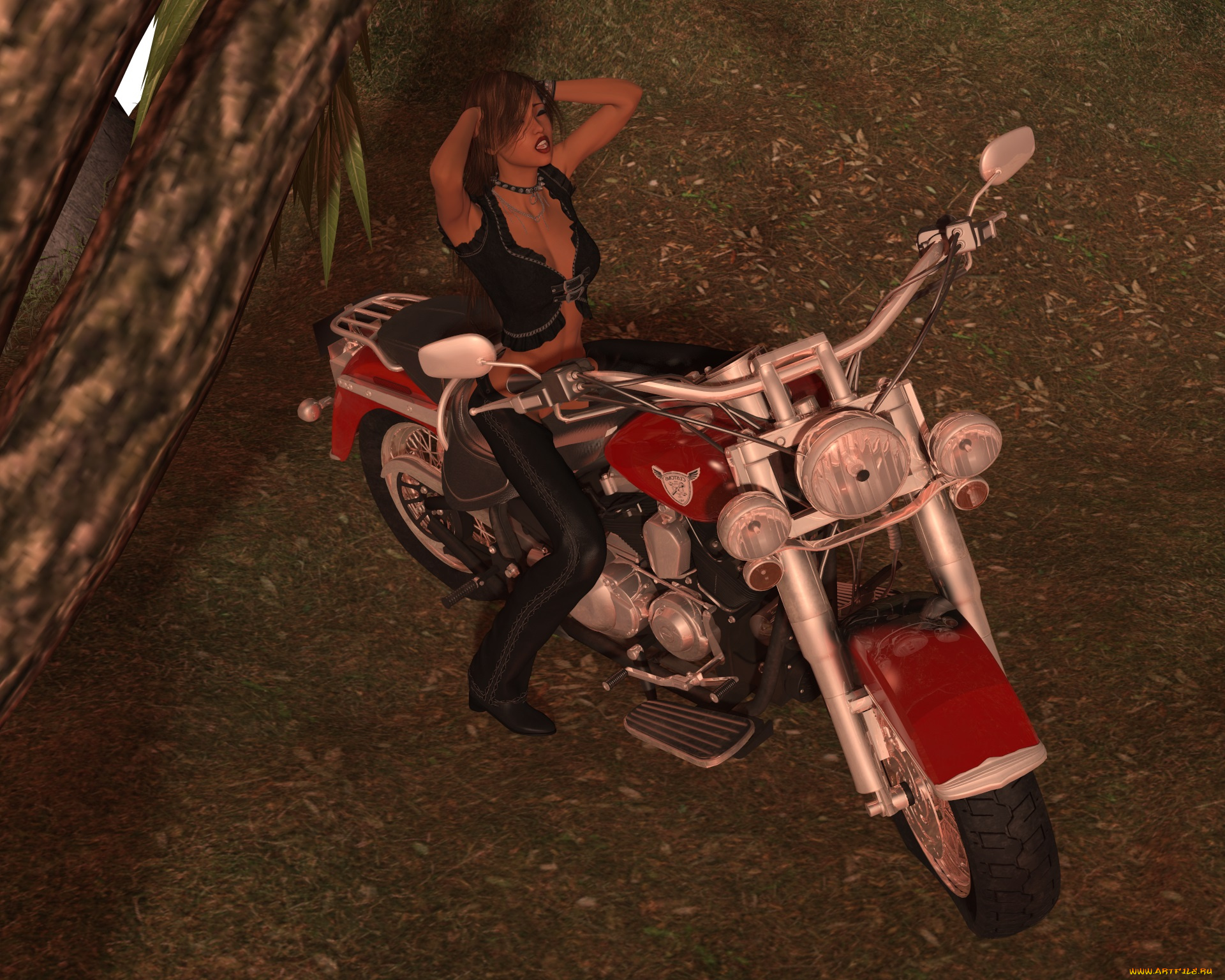 3д, графика, люди-авто, мото, , people-, car, , , moto, девушка, фон, взгляд