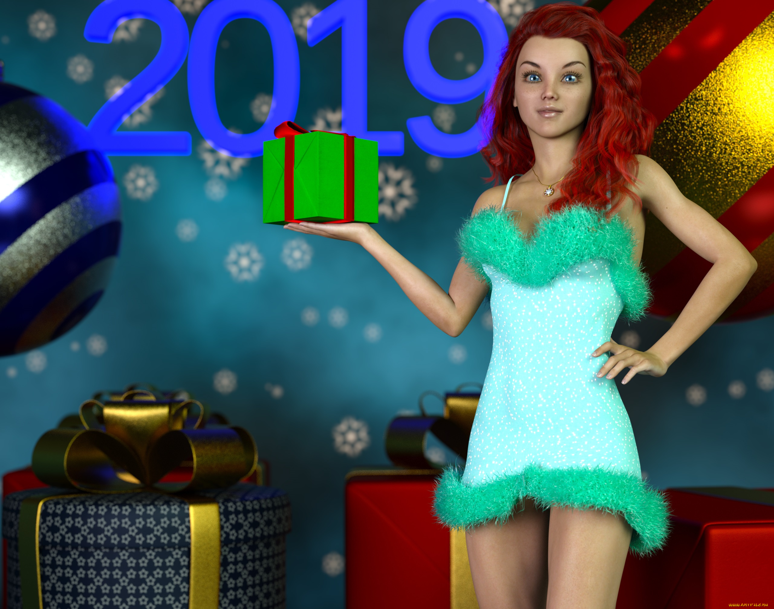 3д, графика, праздники, , holidays, фон, девушка, взгляд