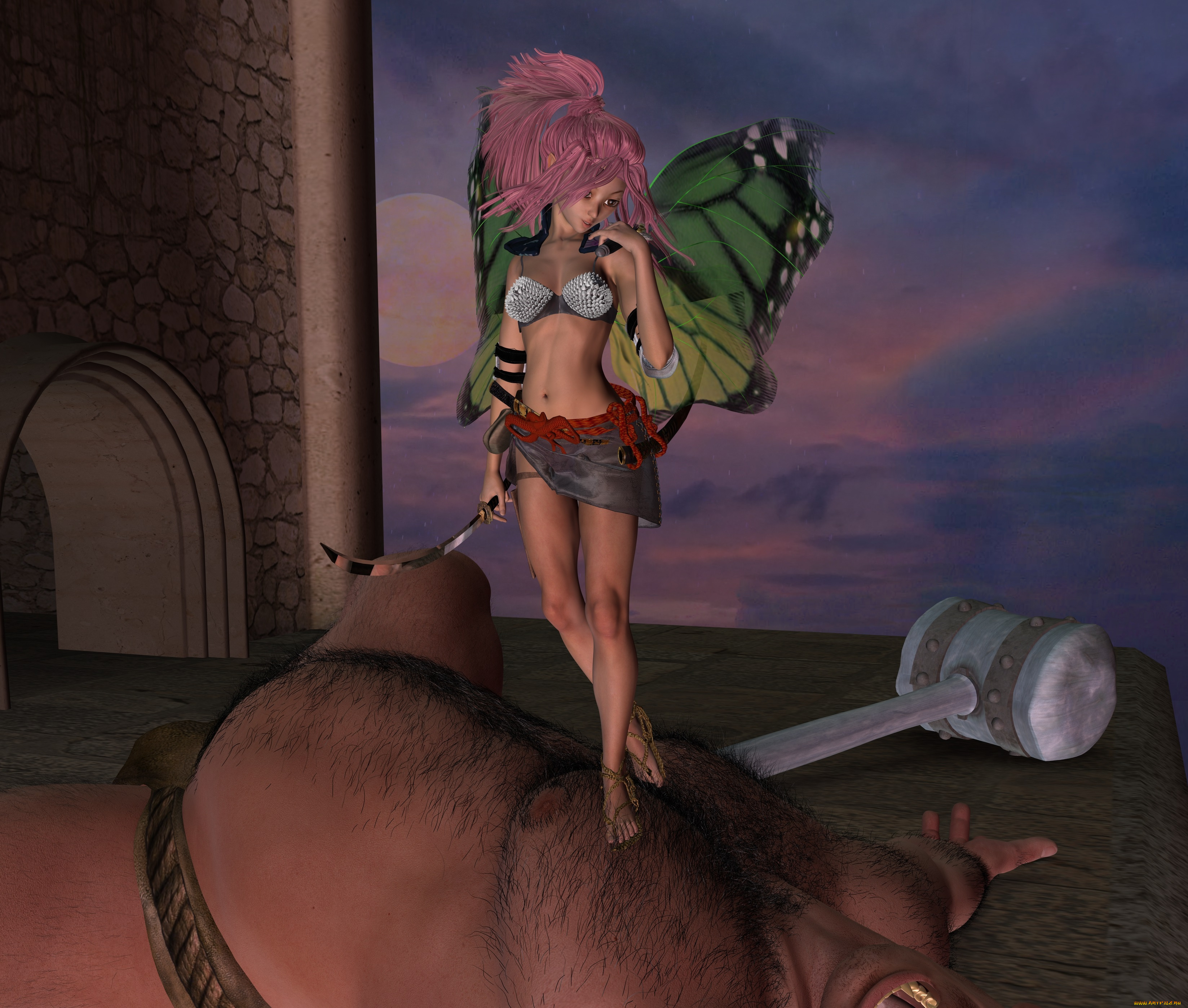 3д, графика, эльфы, , elves, фон, взгляд, эльфийка