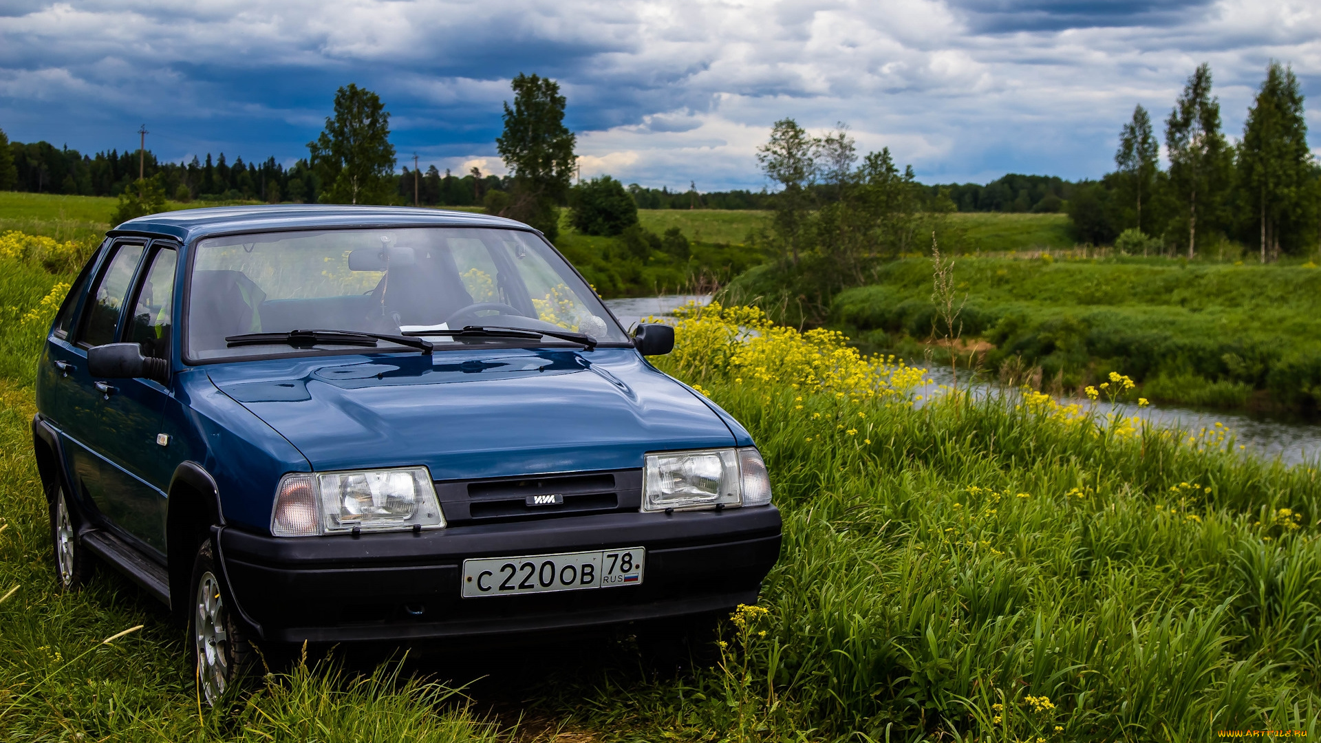 иж-, 2126, ода, автомобили, москвич, иж-, 2126, ода, автомобиль, классика, река, лес, синий