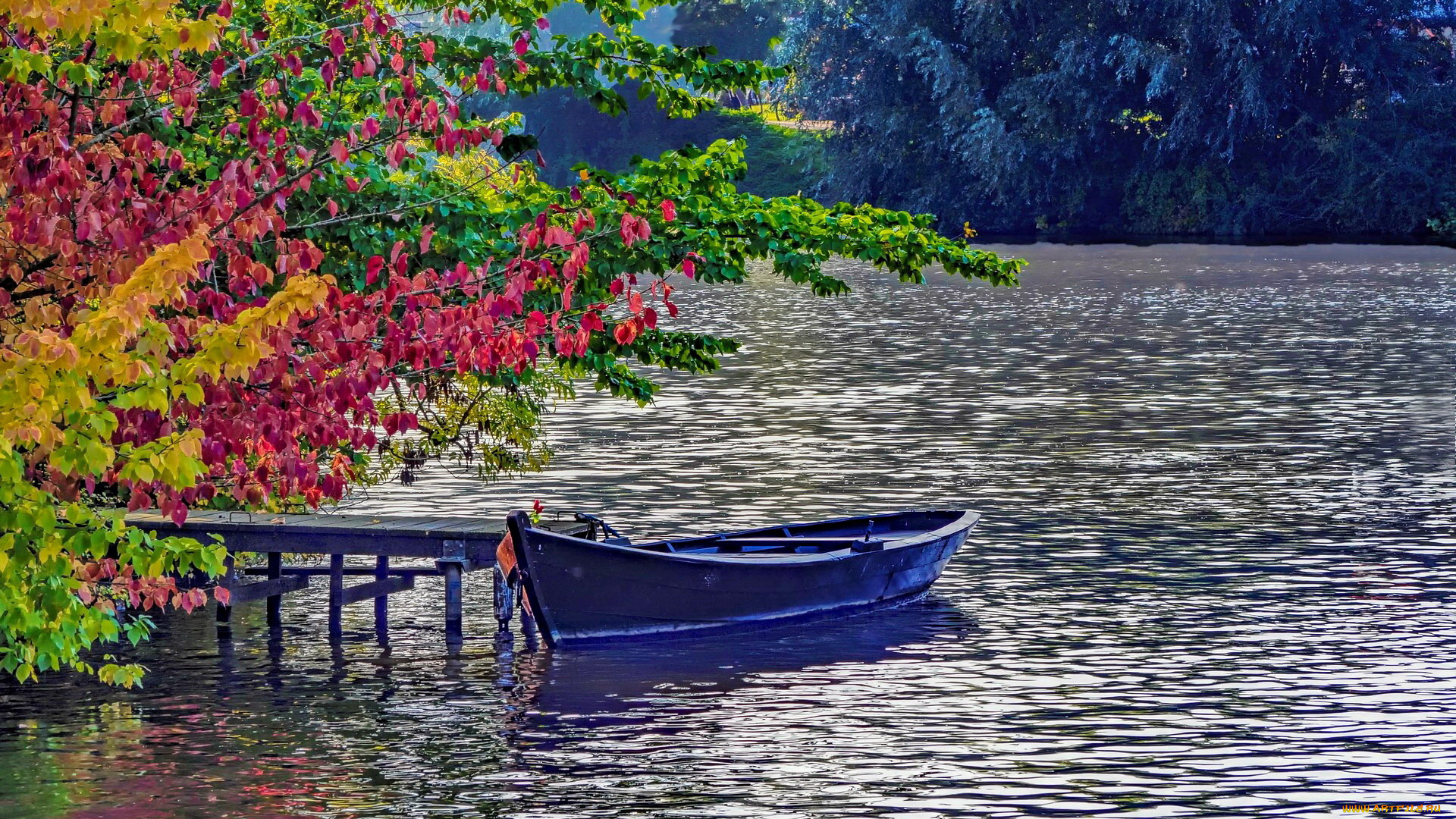 корабли, лодки, , шлюпки, река, волны, лодка, осень