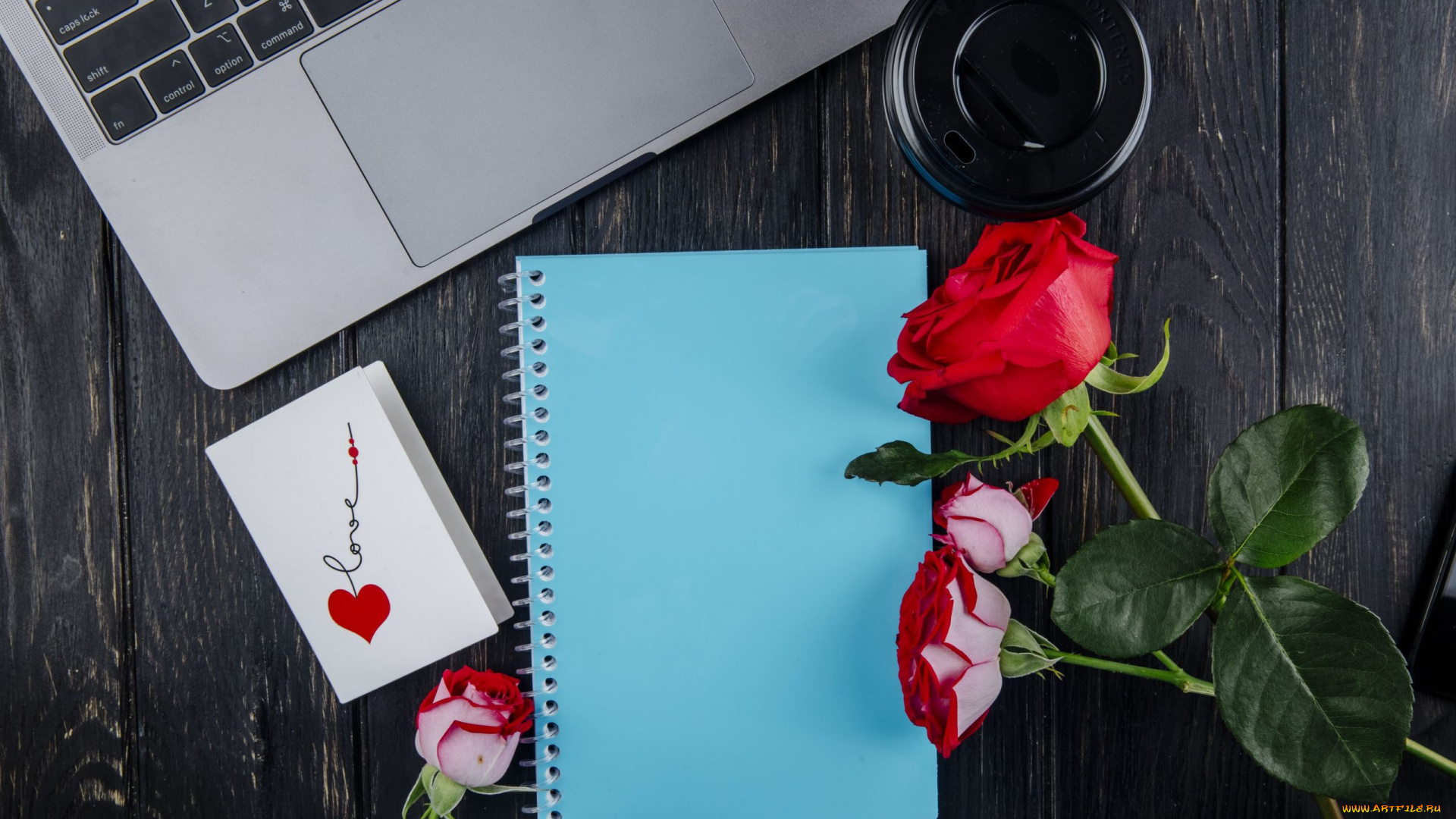 праздничные, день, святого, валентина, , сердечки, , любовь, блокнот, роза, открытка, надпись