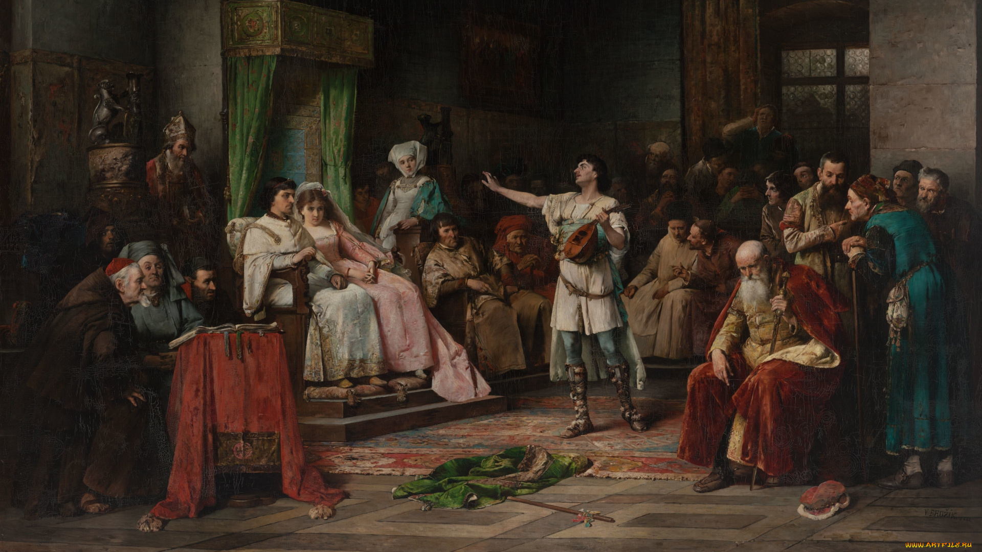 vaclav, brozik, -, ballad, singer, рисованное, живопись, vaclav, brozik, вацлав, брожик, 1851-1901, чешский, художник, картина, ballad, singer