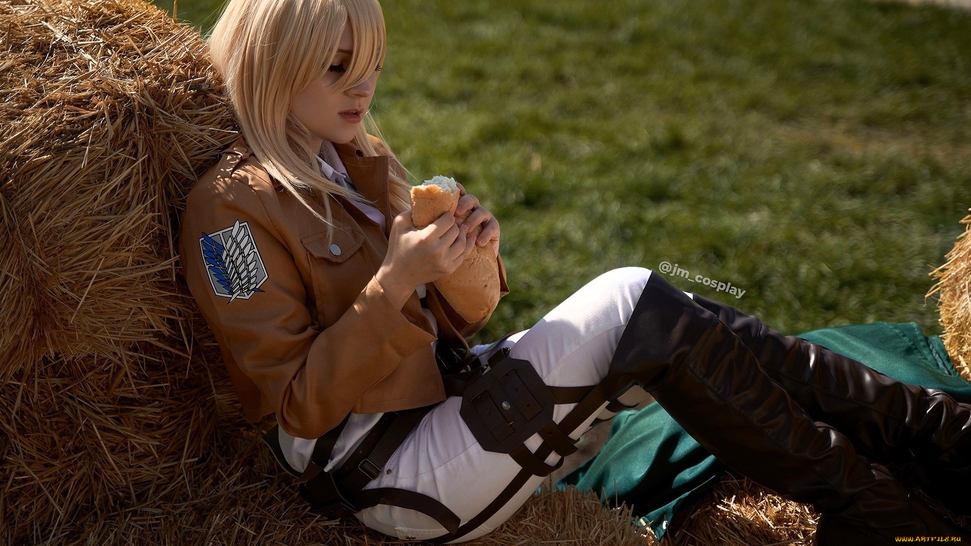 девушки, -, креатив, , косплей, костюм, образ, булка, сено