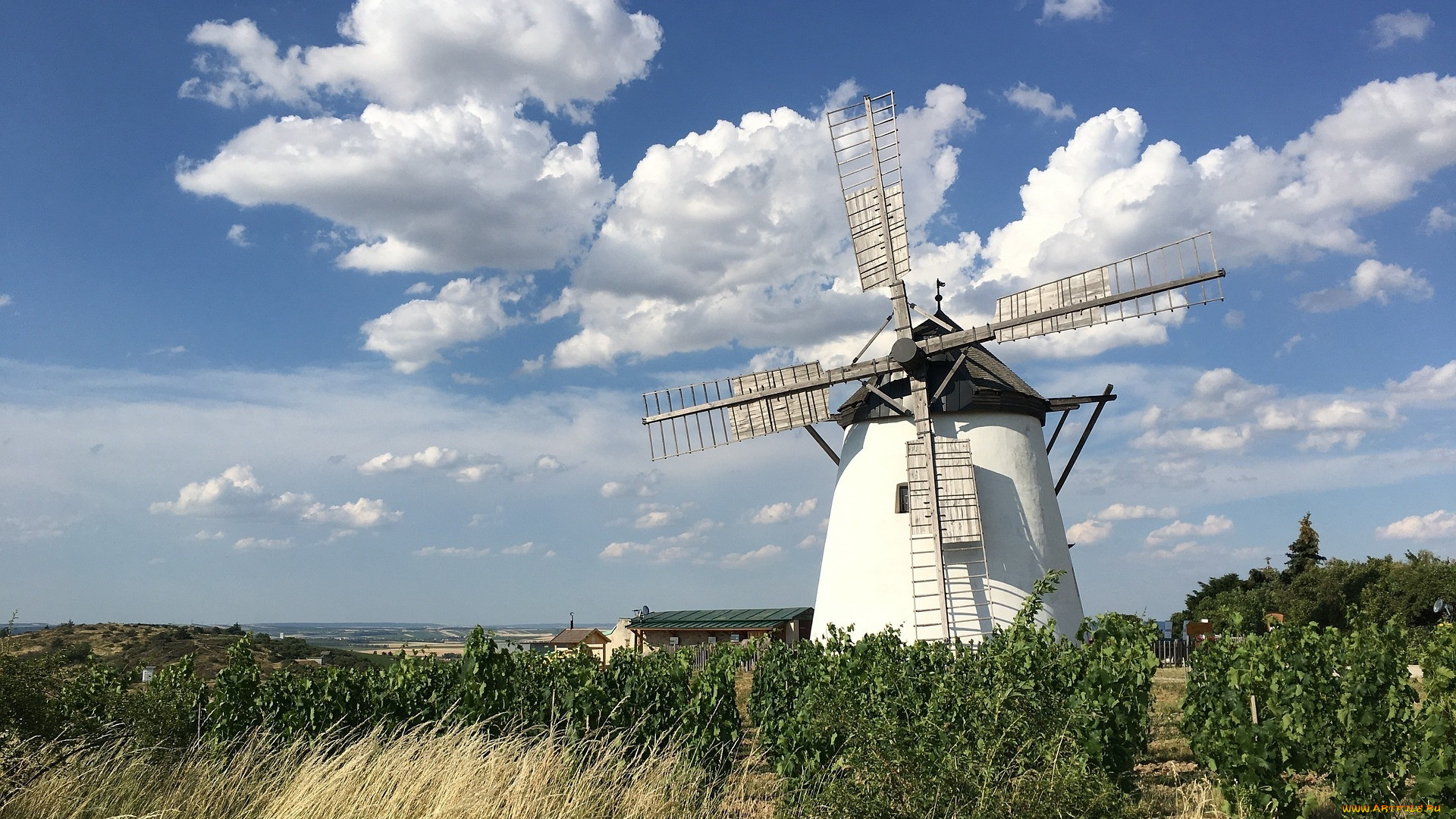 разное, мельницы, облака, мельница, небо
