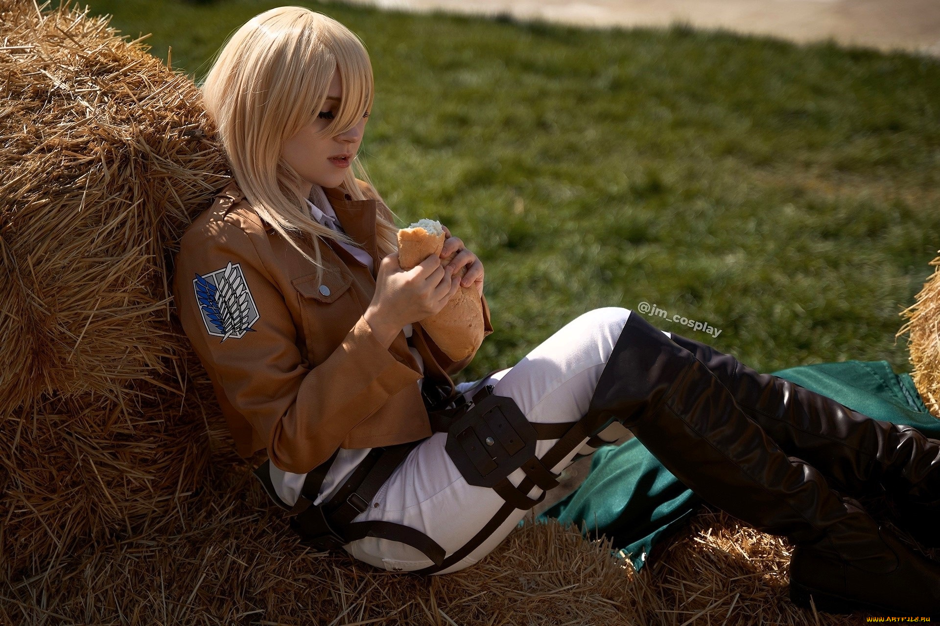 девушки, -, креатив, , косплей, костюм, образ, булка, сено