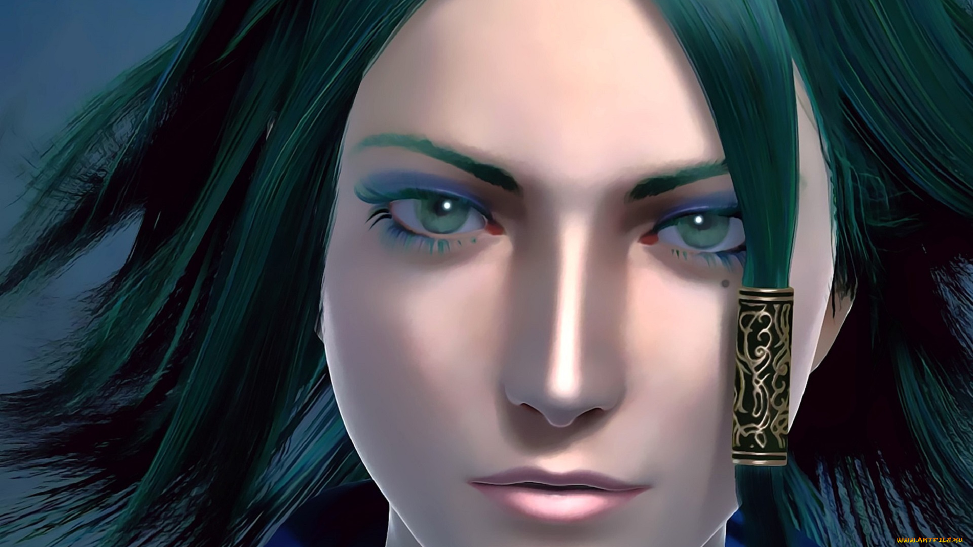 3д, графика, портреты, и, лица, , portraits, and, faсes, девушка, лицо, брюнетка, прядь