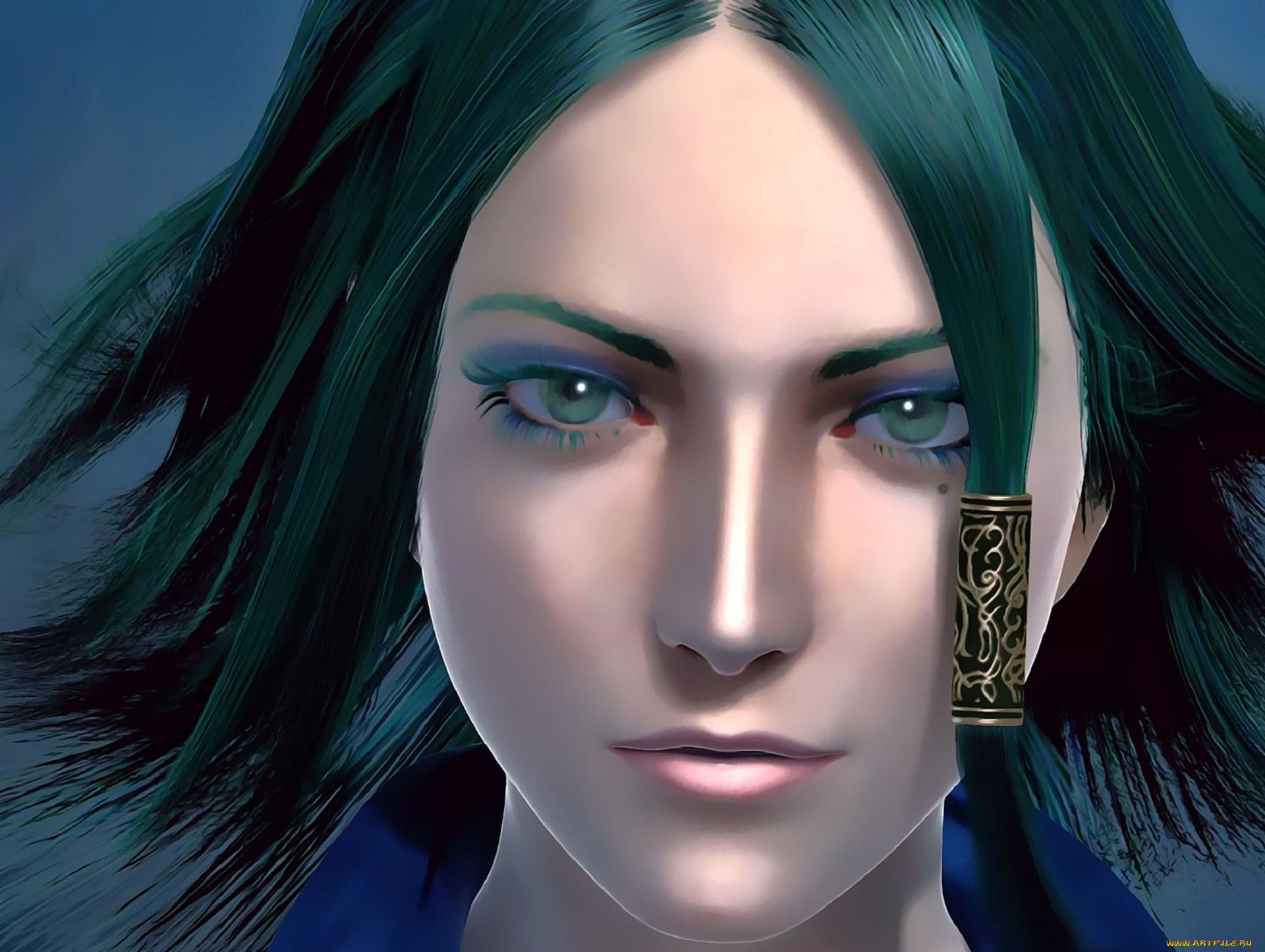 3д, графика, портреты, и, лица, , portraits, and, faсes, девушка, лицо, брюнетка, прядь