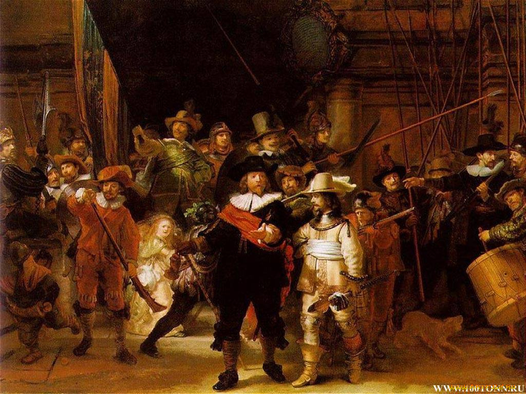 ночной, дозор, рисованные, rembrandt, van, rijn
