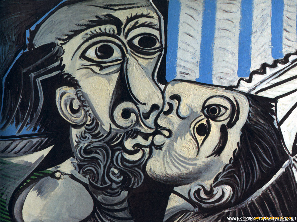 the, kiss, рисованные, pablo, picasso